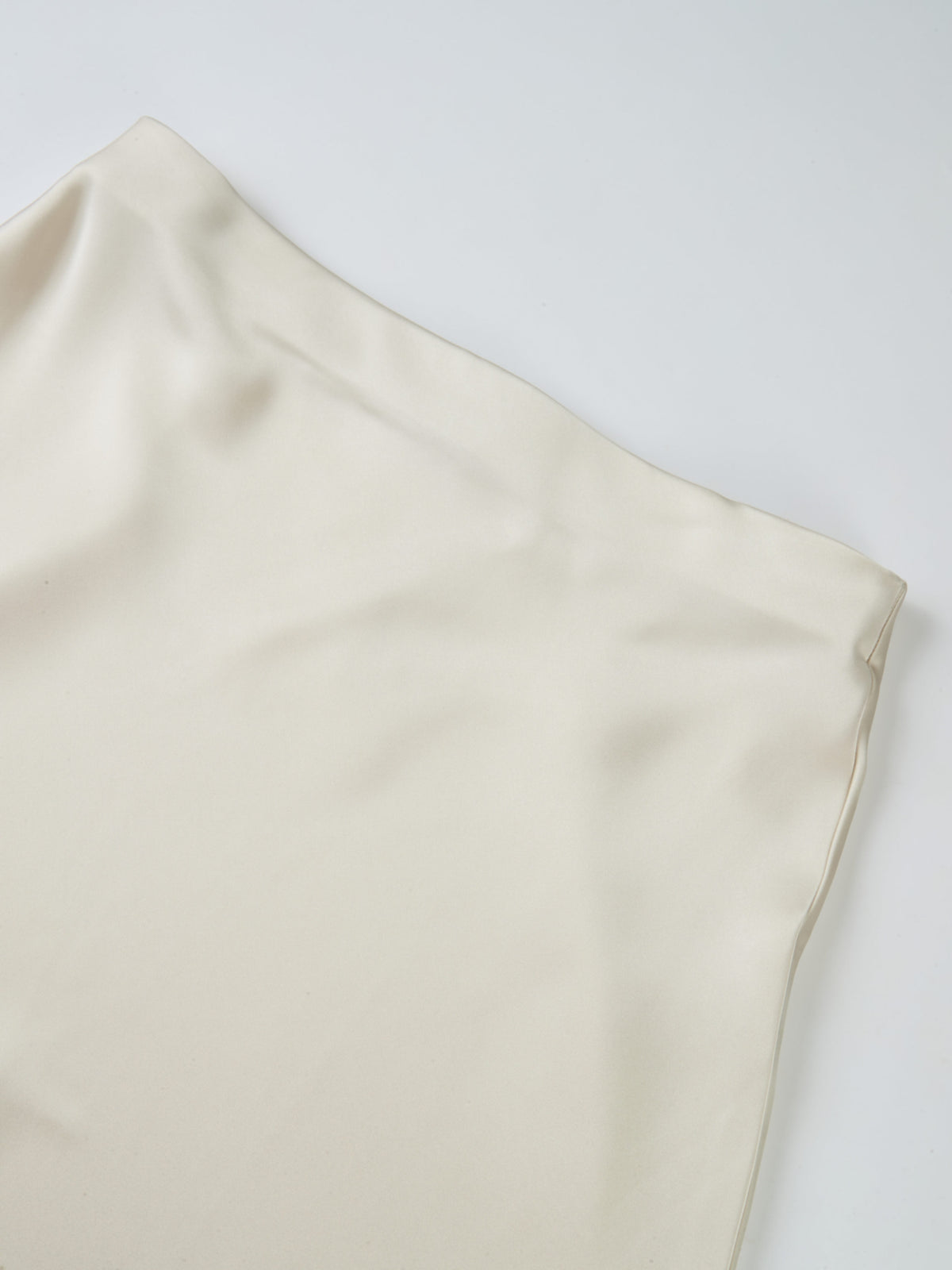 Solid Faux Satin Slip Skirt - Cream
