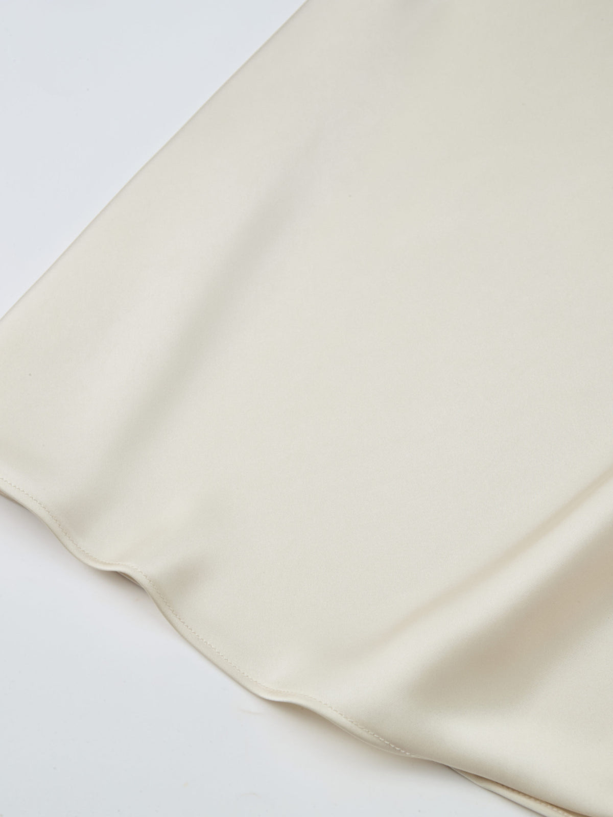 Solid Faux Satin Slip Skirt - Cream