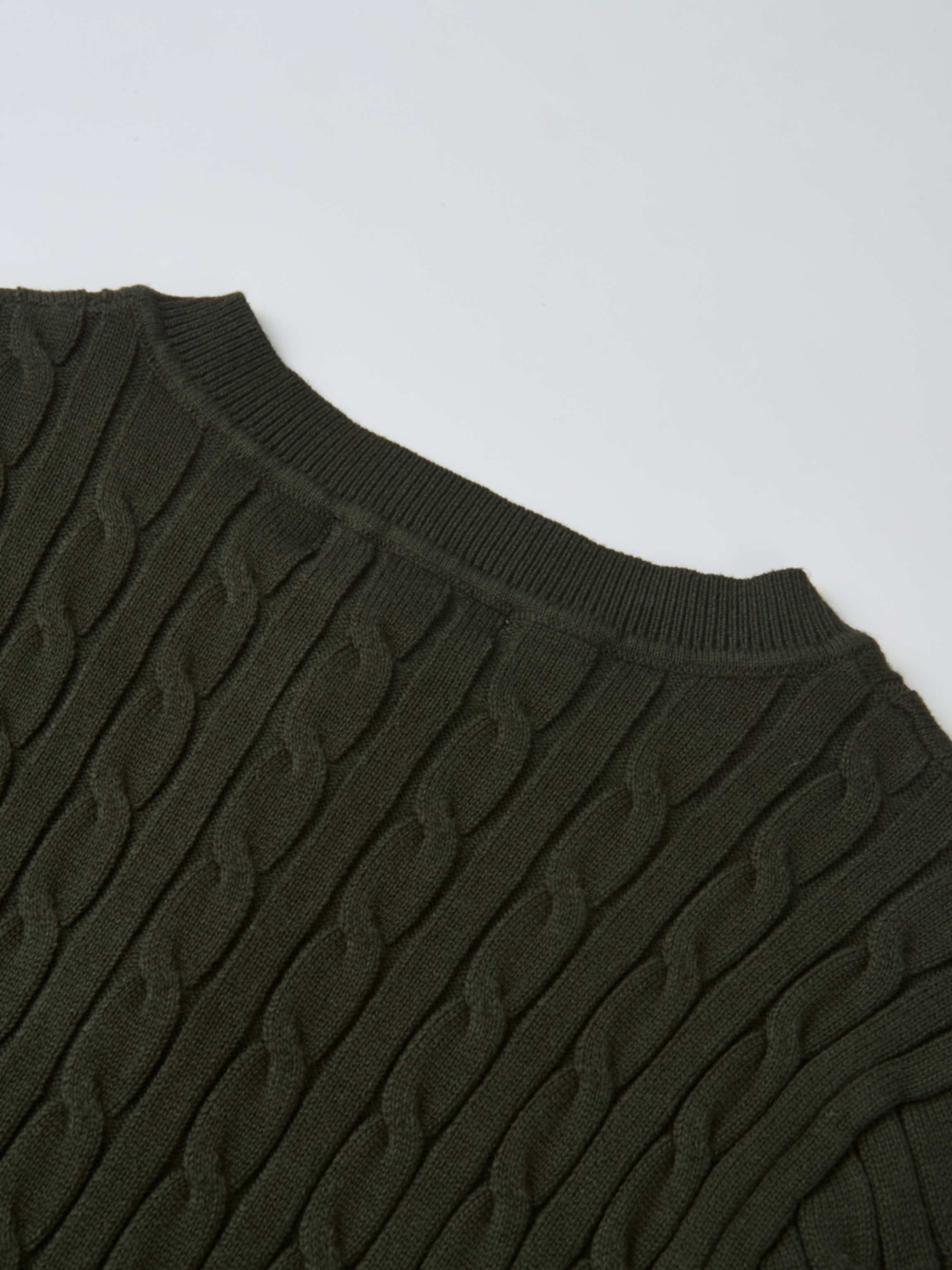Gold Button Cable Cardigan - Green