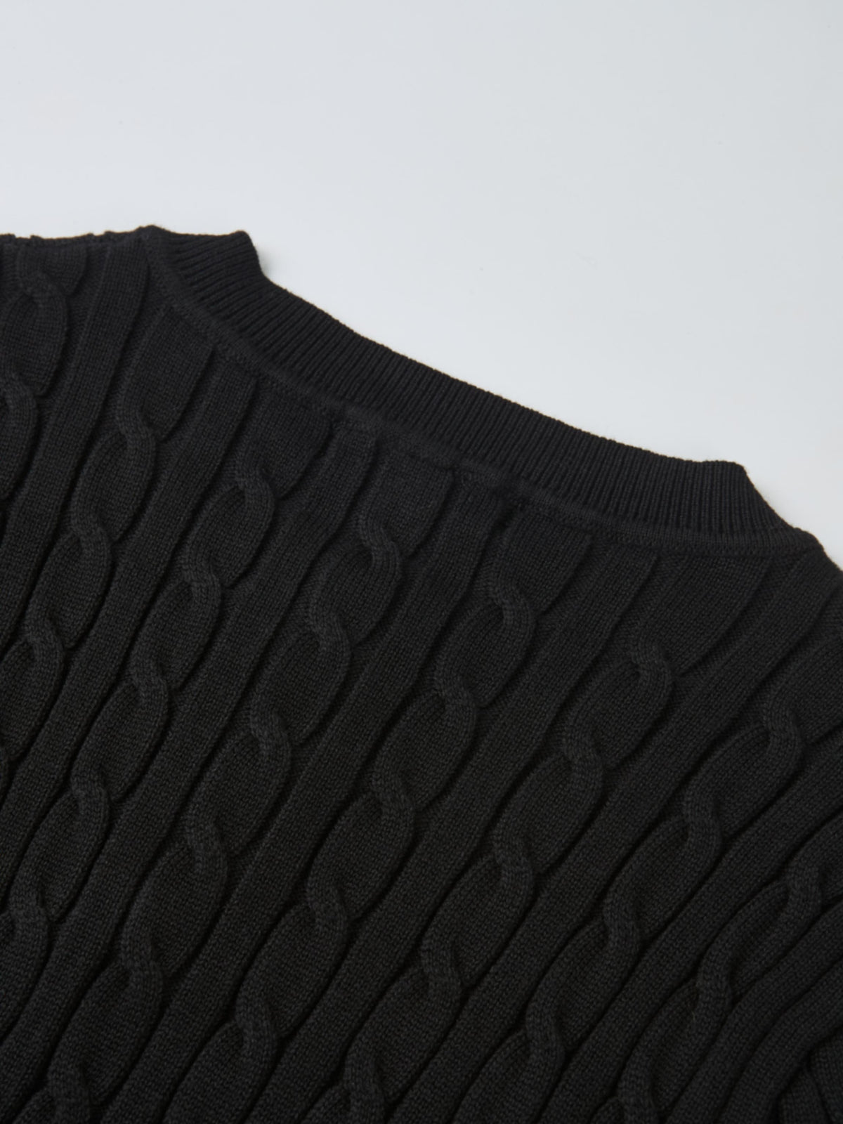 Gold Button Cable Cardigan - Black