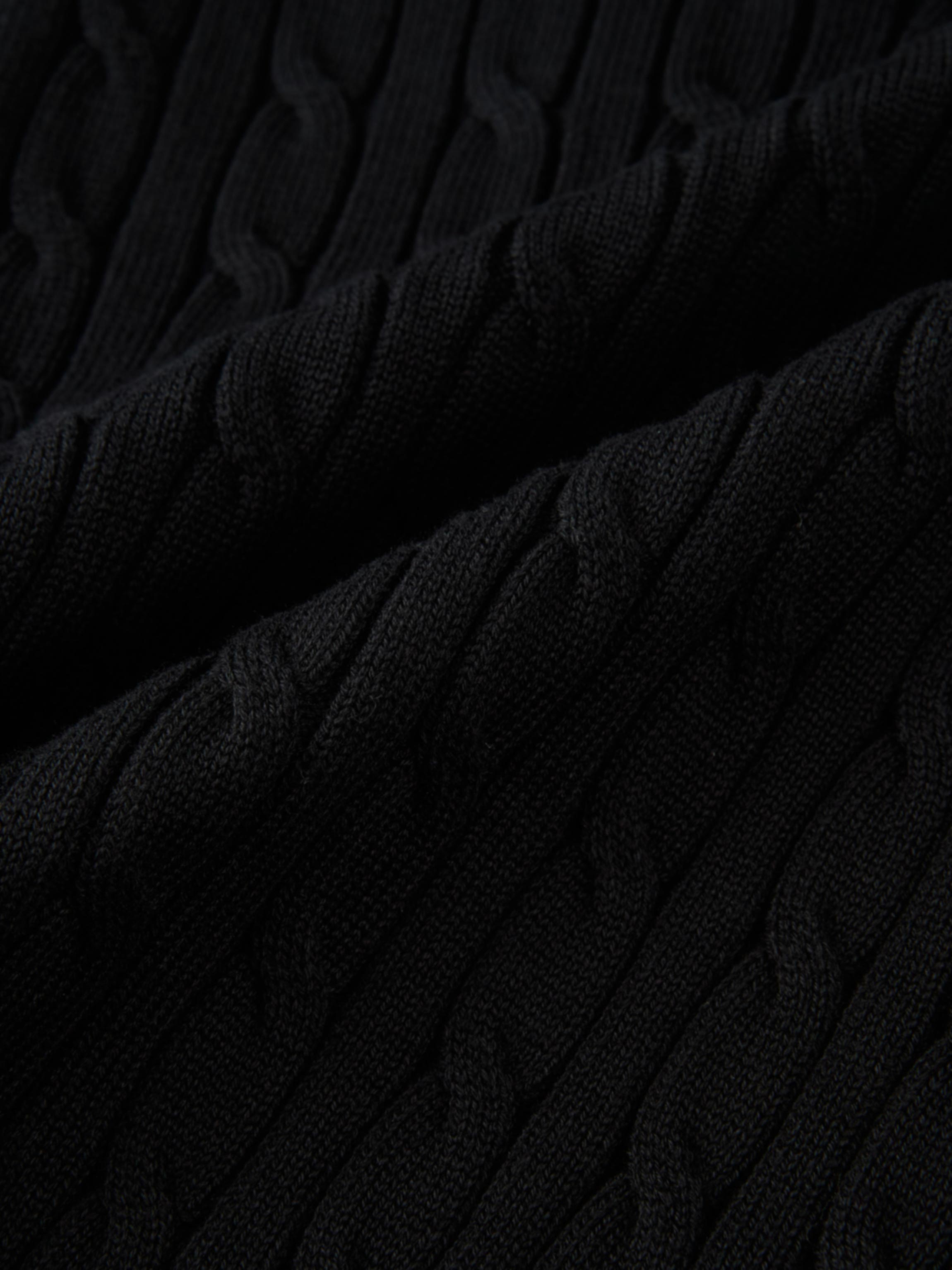 Gold Button Cable Cardigan - Black