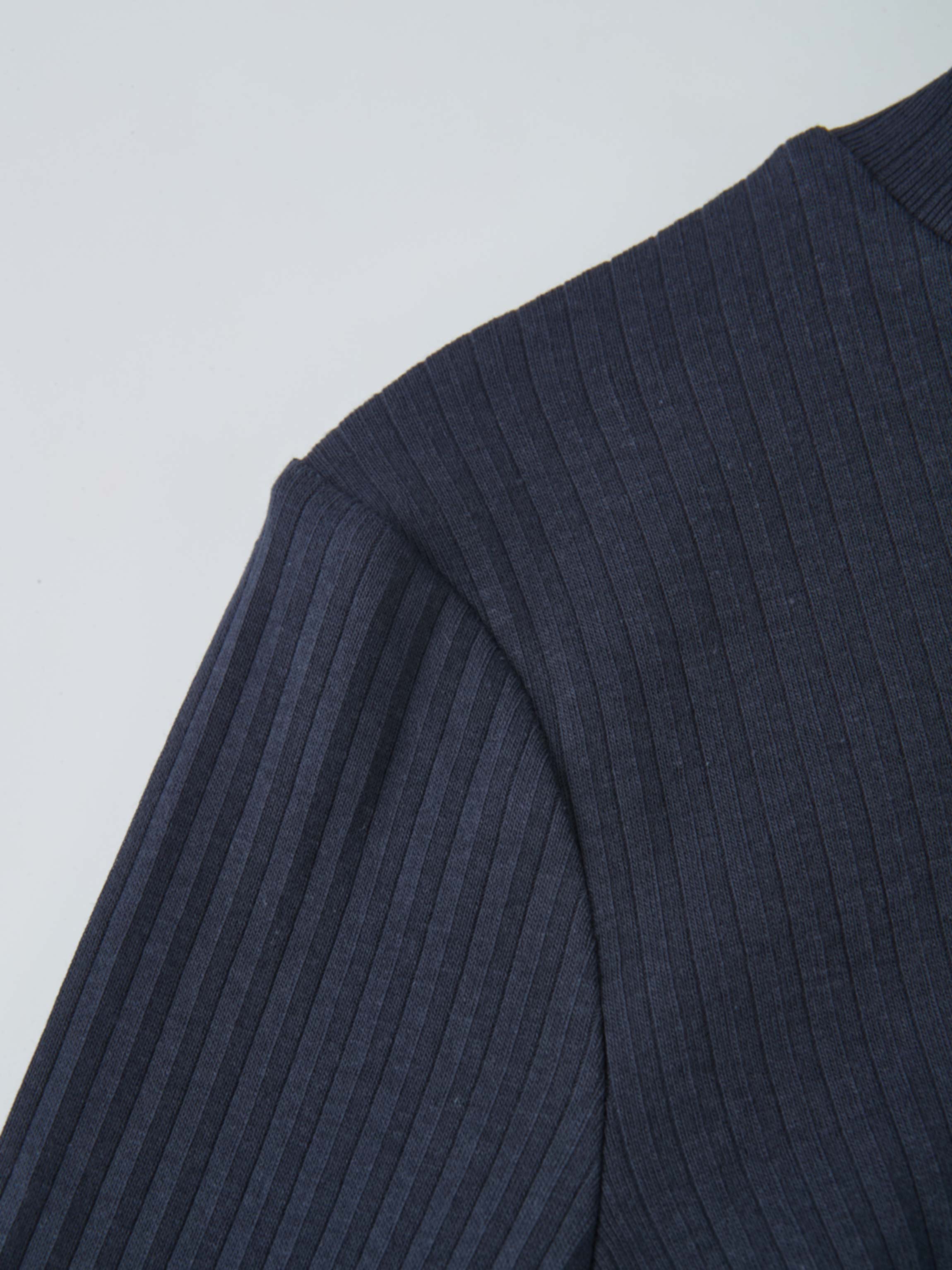 Ribbed Mock Neck Turtleneck - Navy