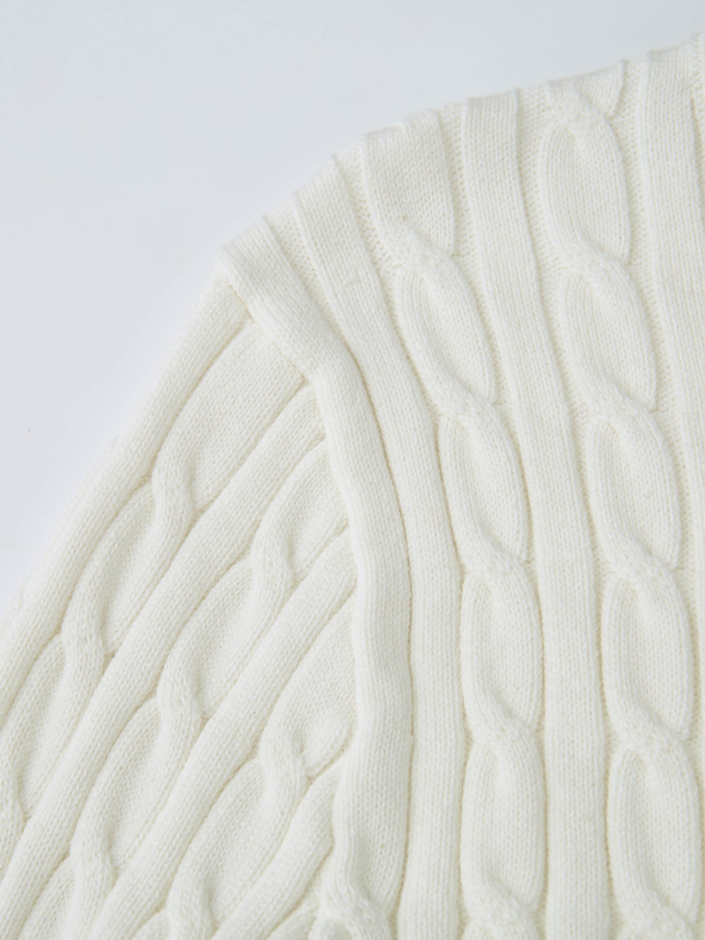 Gold Button Cable Cardigan - Cream