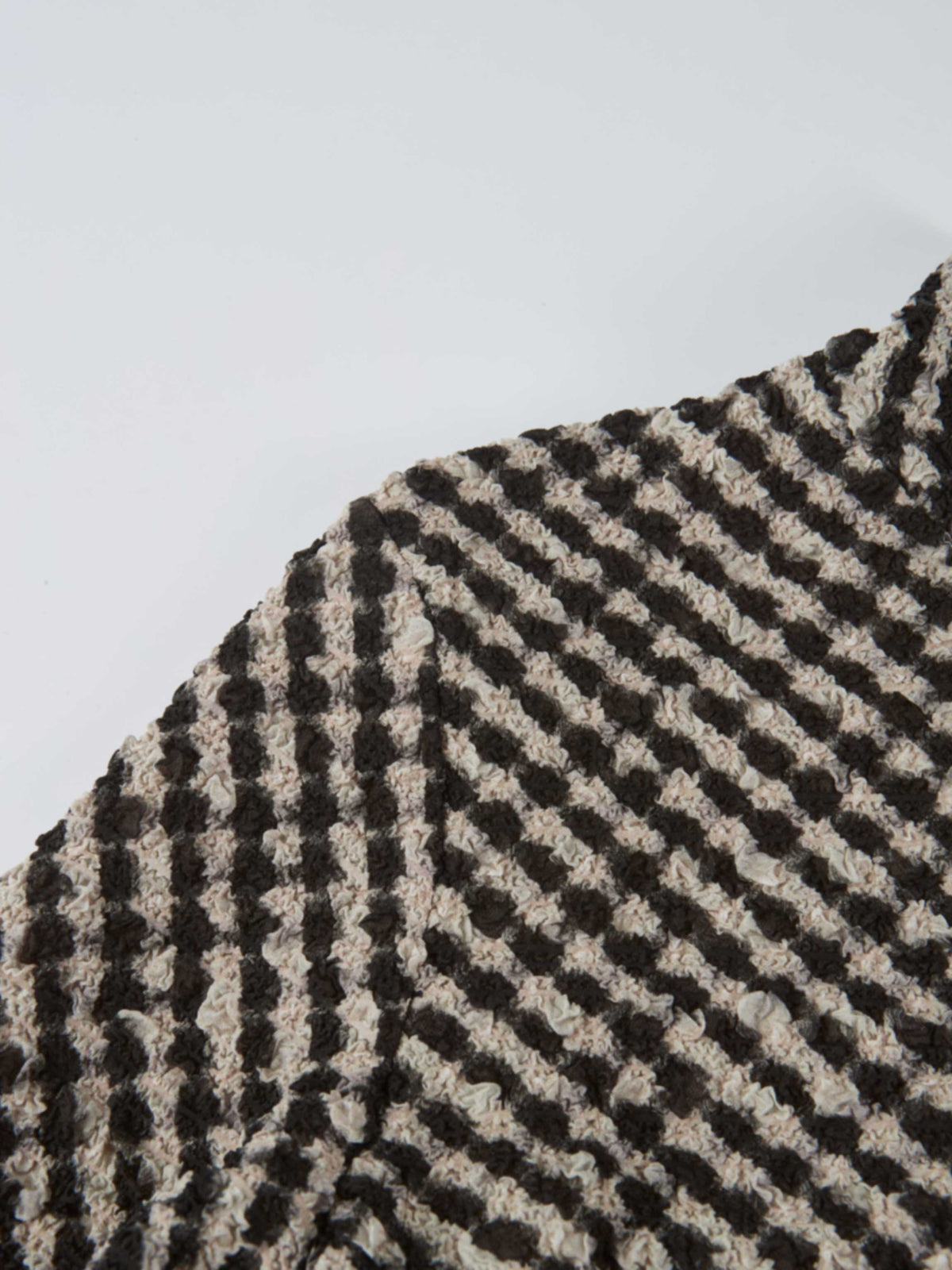 Printed Stretch Textured Turtle Neck - Black and White Checked