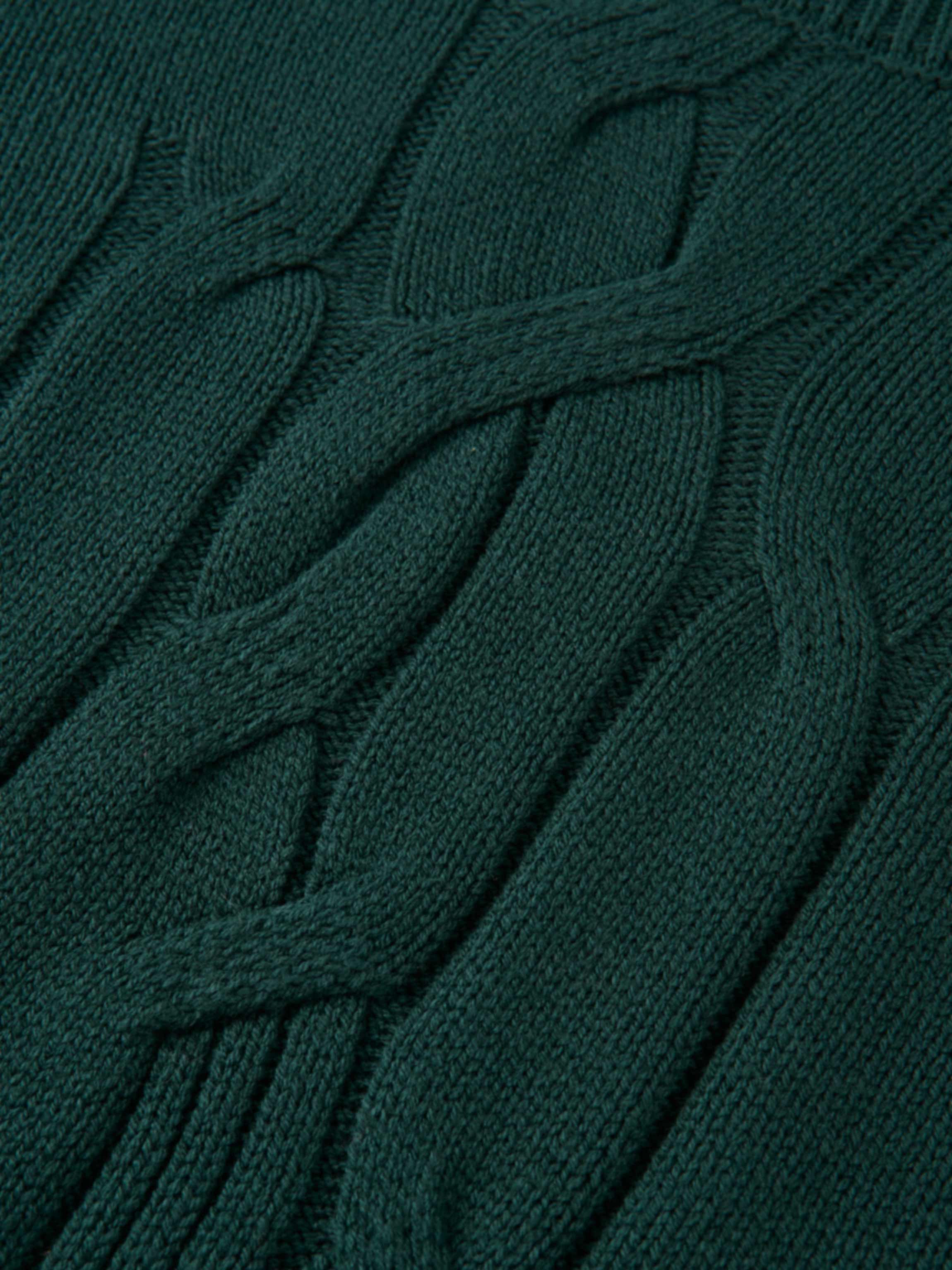 Front Cable Crop Turtleneck Sweater - Green