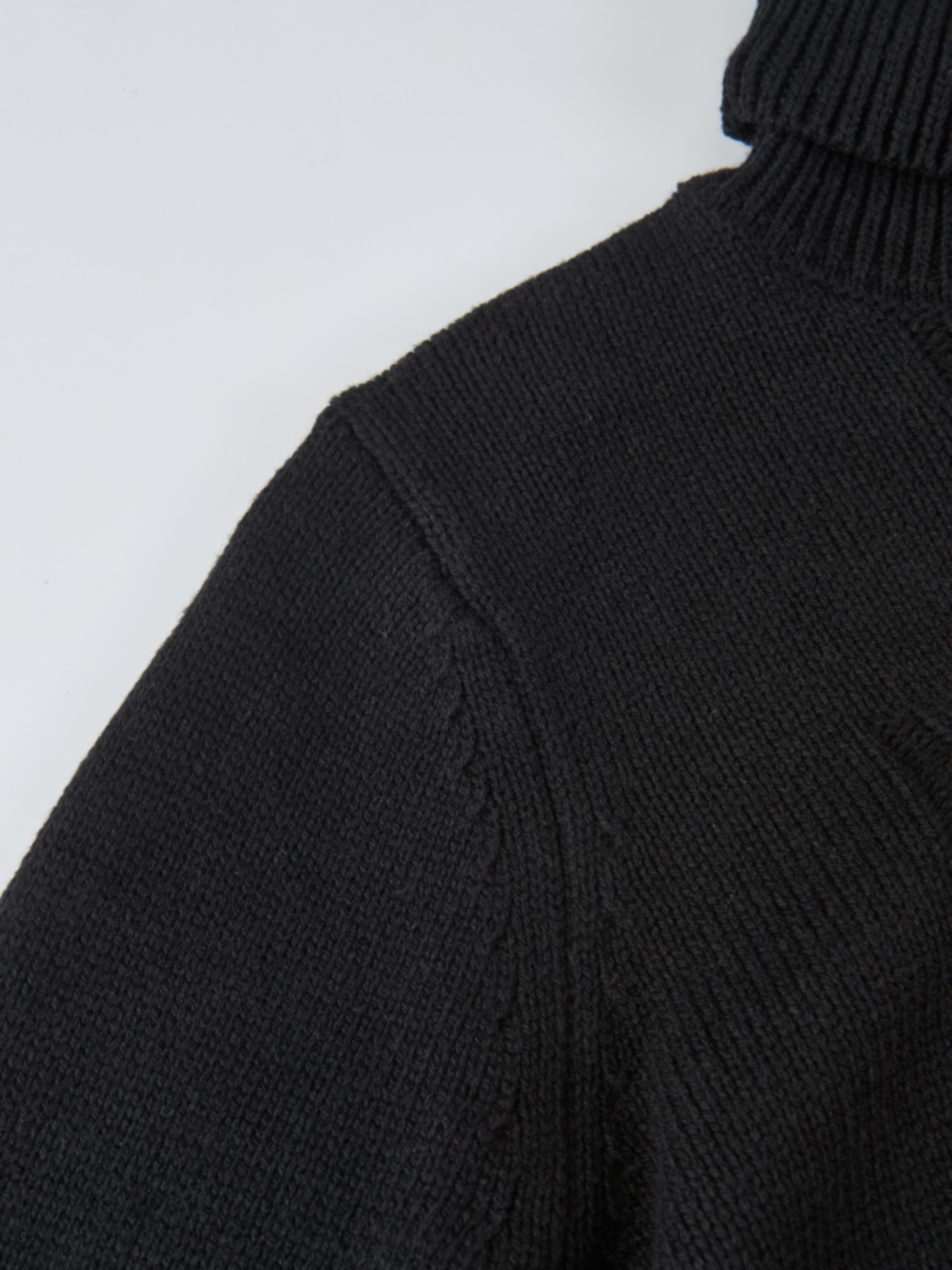 Front Cable Crop Turtleneck Sweater - Black