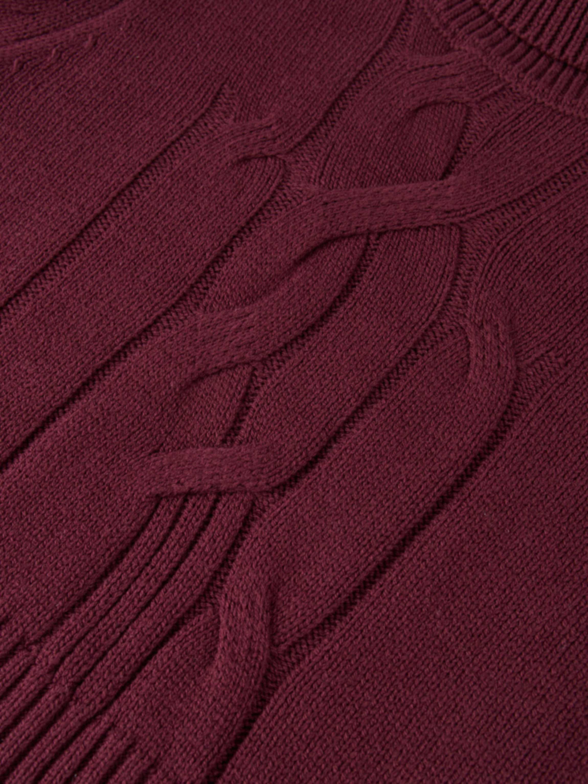 Front Cable Crop Turtleneck Sweater - Burgundy