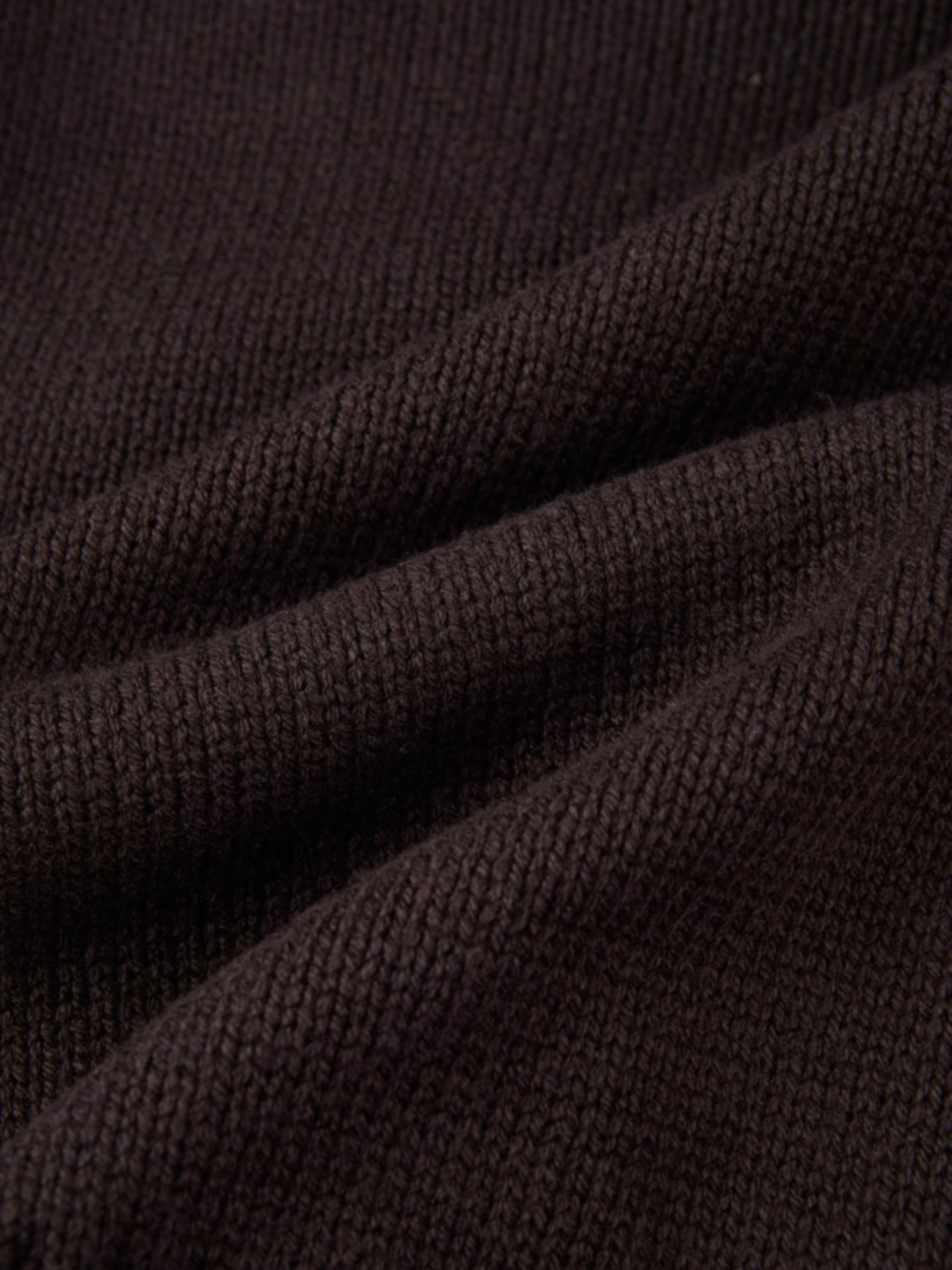 Front Cable Crop Turtleneck Sweater - Brown