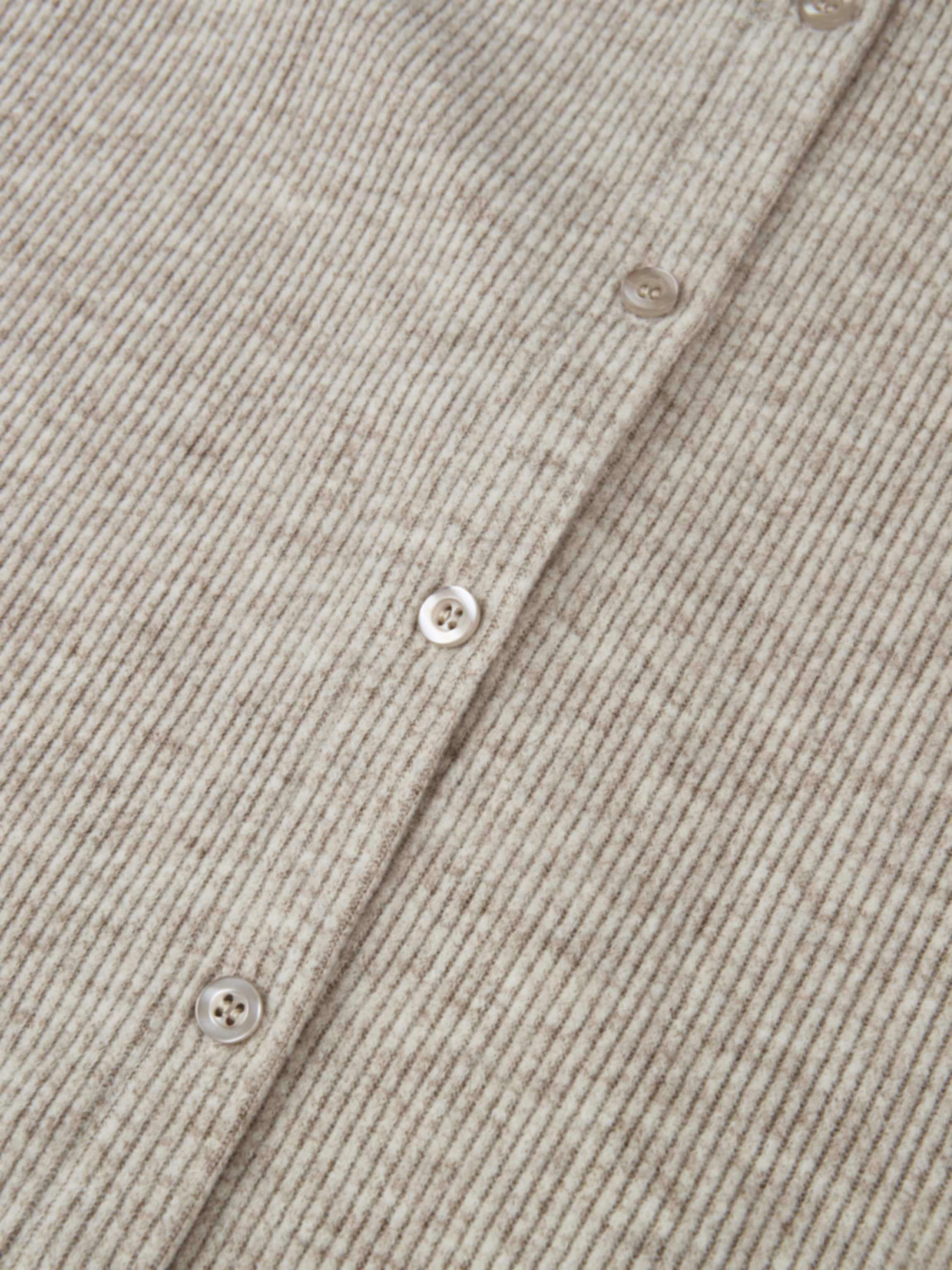 Soft Ribbed Shirtress - Oatmeal