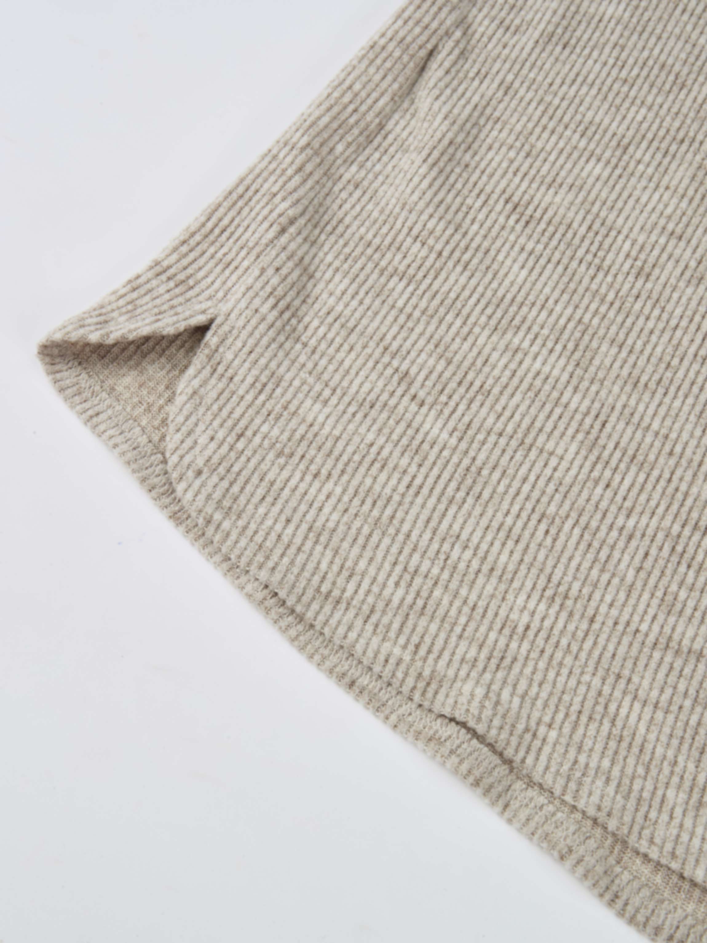 Soft Ribbed Shirtress - Oatmeal
