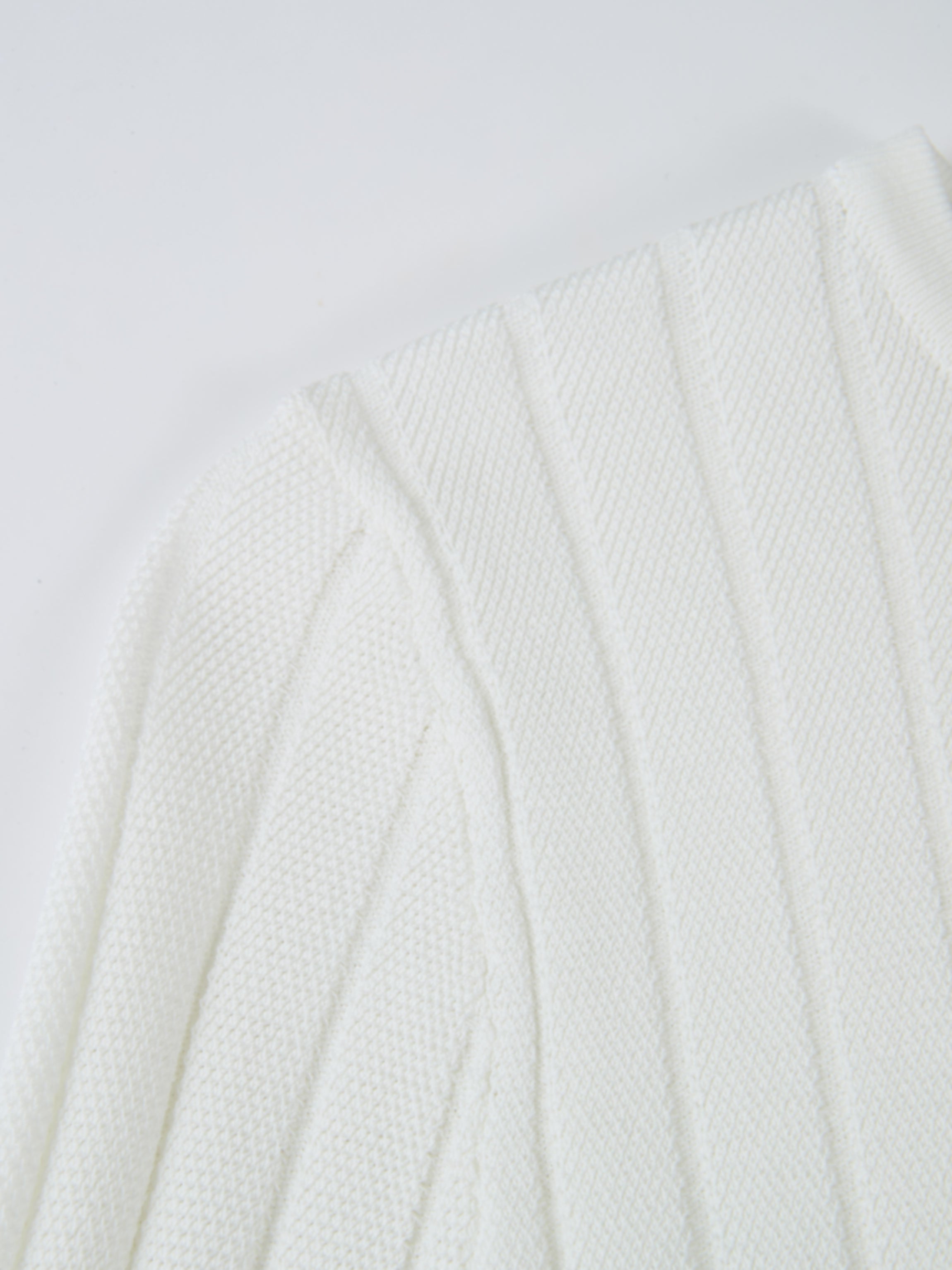 Silk Knit Ribbed Cardigan 17"- Cream