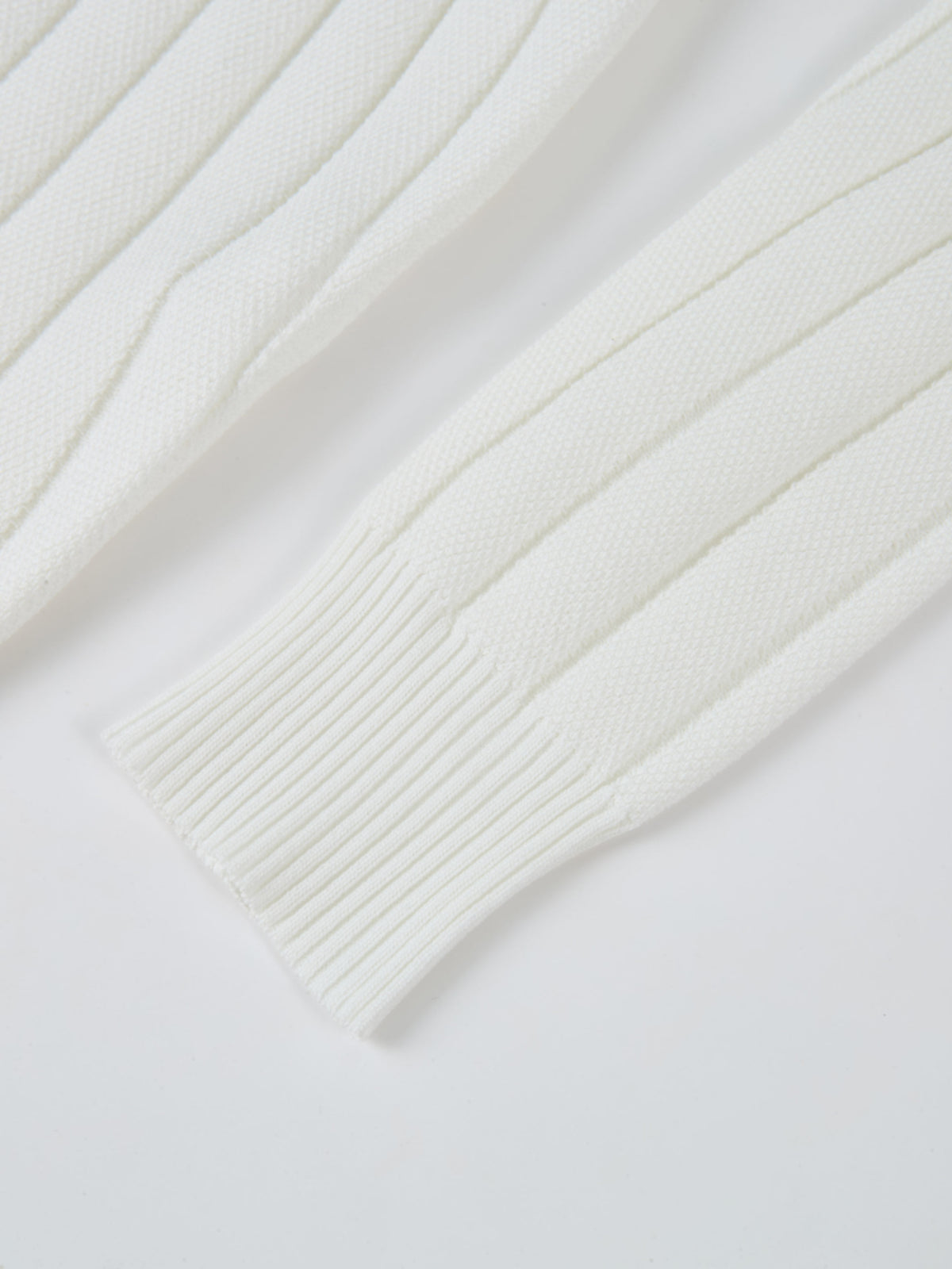 Silk Knit Ribbed Cardigan 17"- Cream