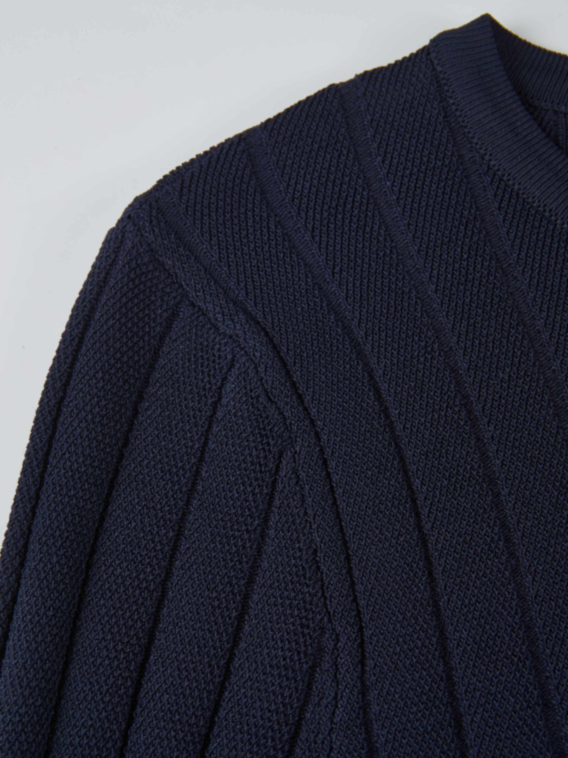 Silk Knit Ribbed Cardigan 17" - Navy