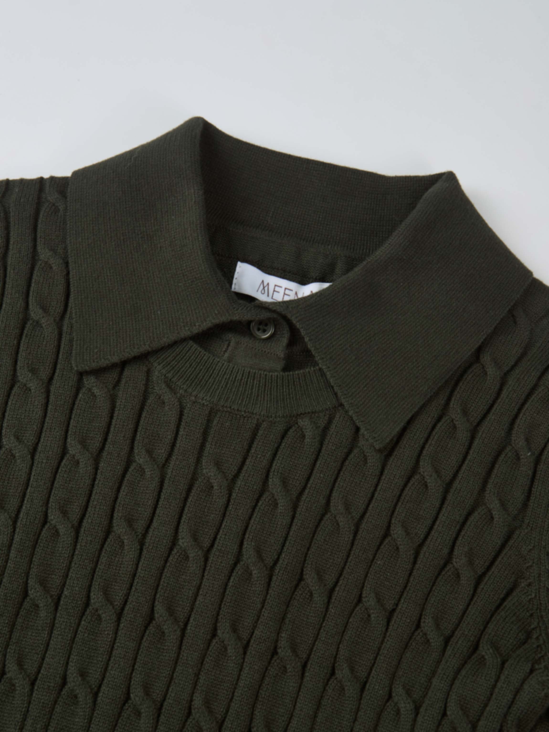 Collared Cable Sweater - Green