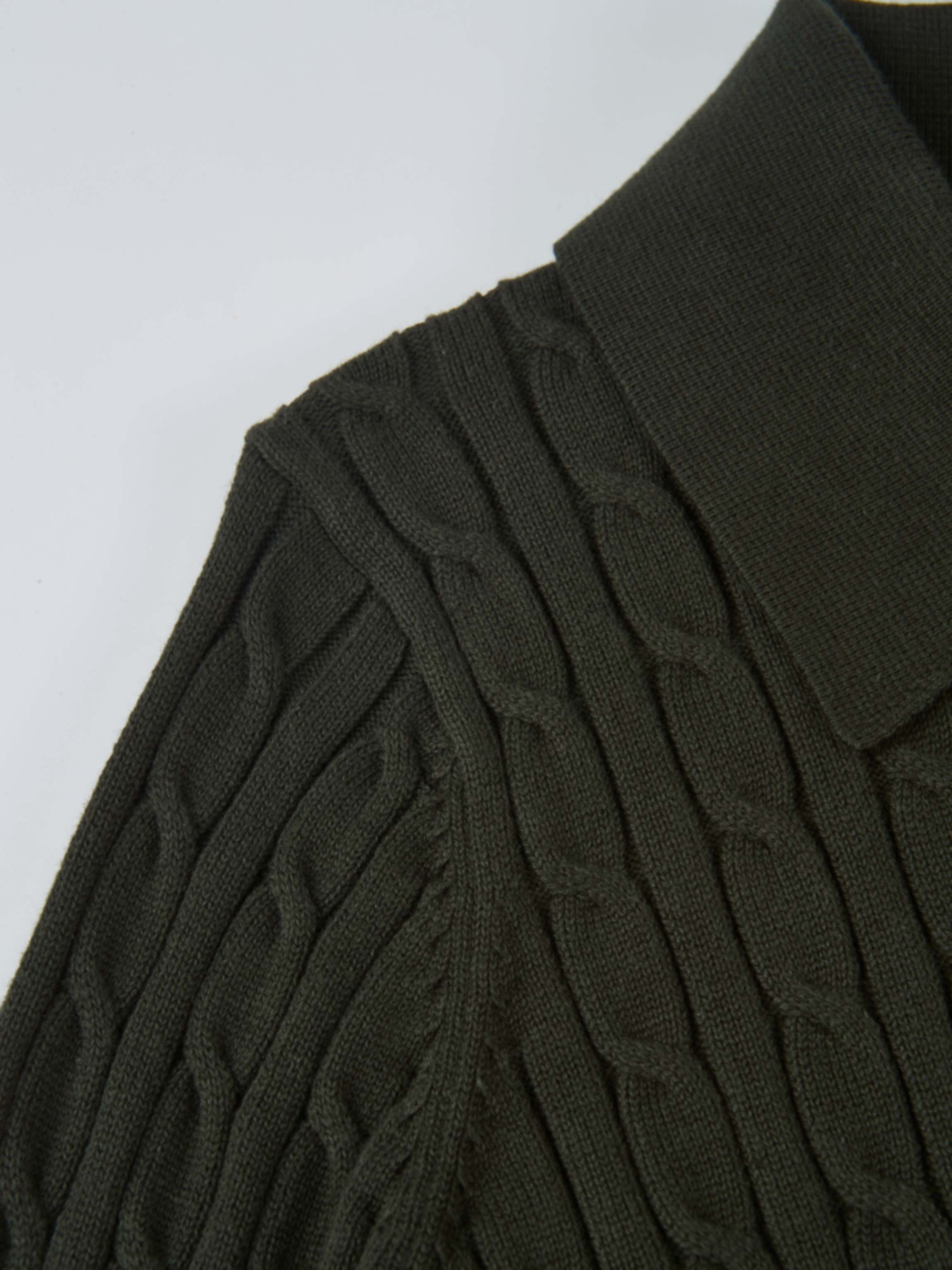 Collared Cable Sweater - Green