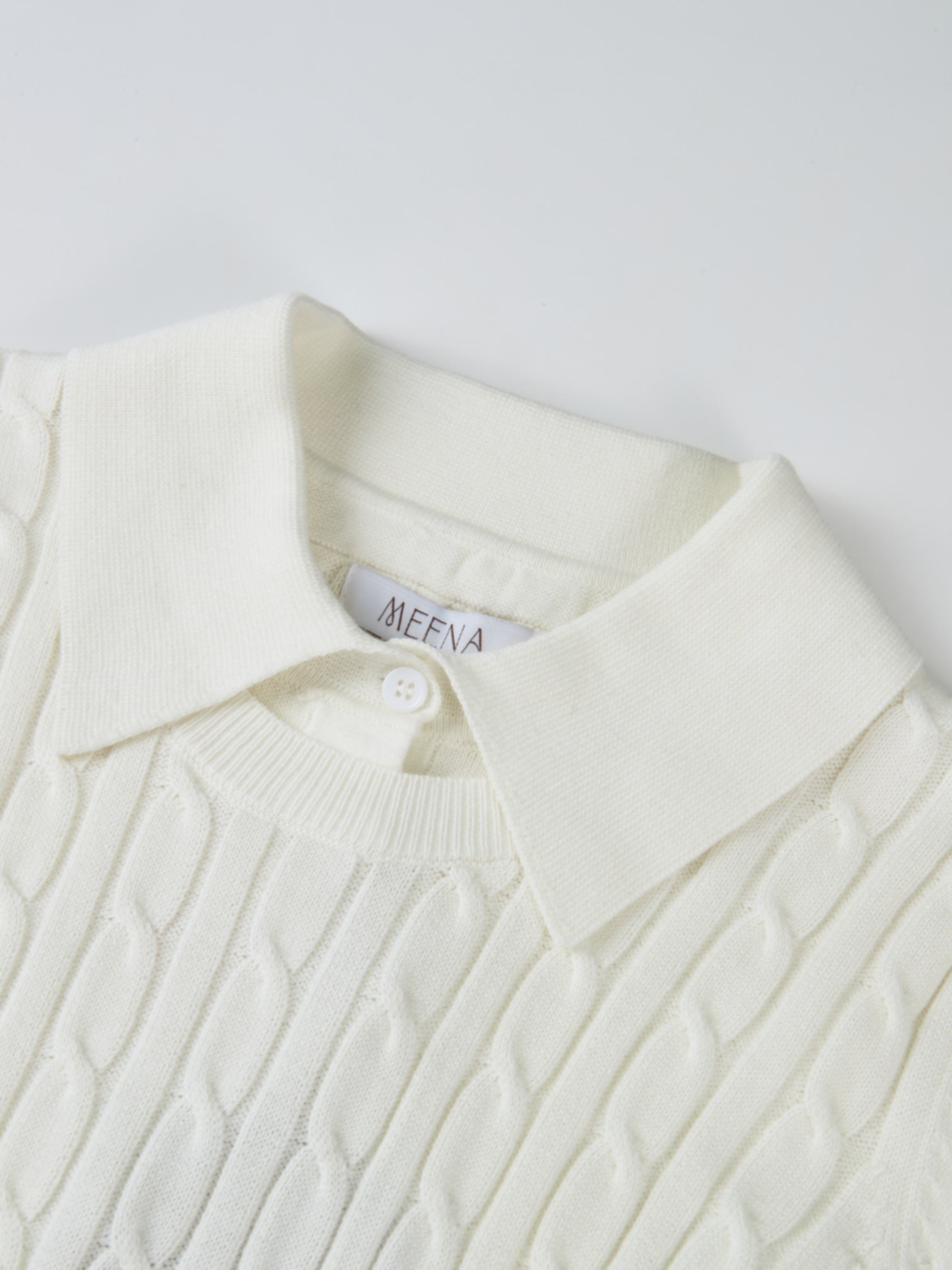 Collared Cable Sweater - Cream