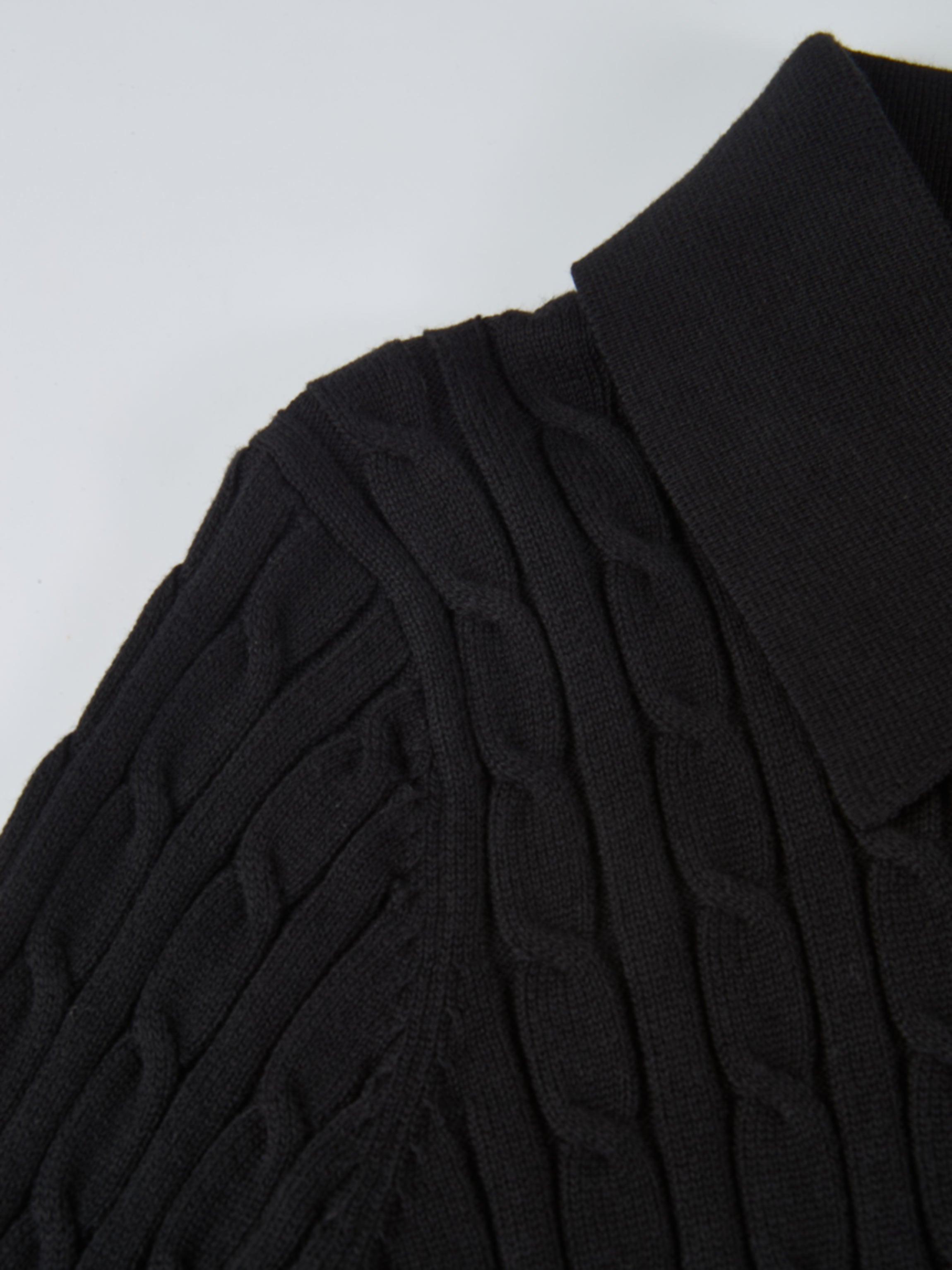 Collared Cable Sweater - Black