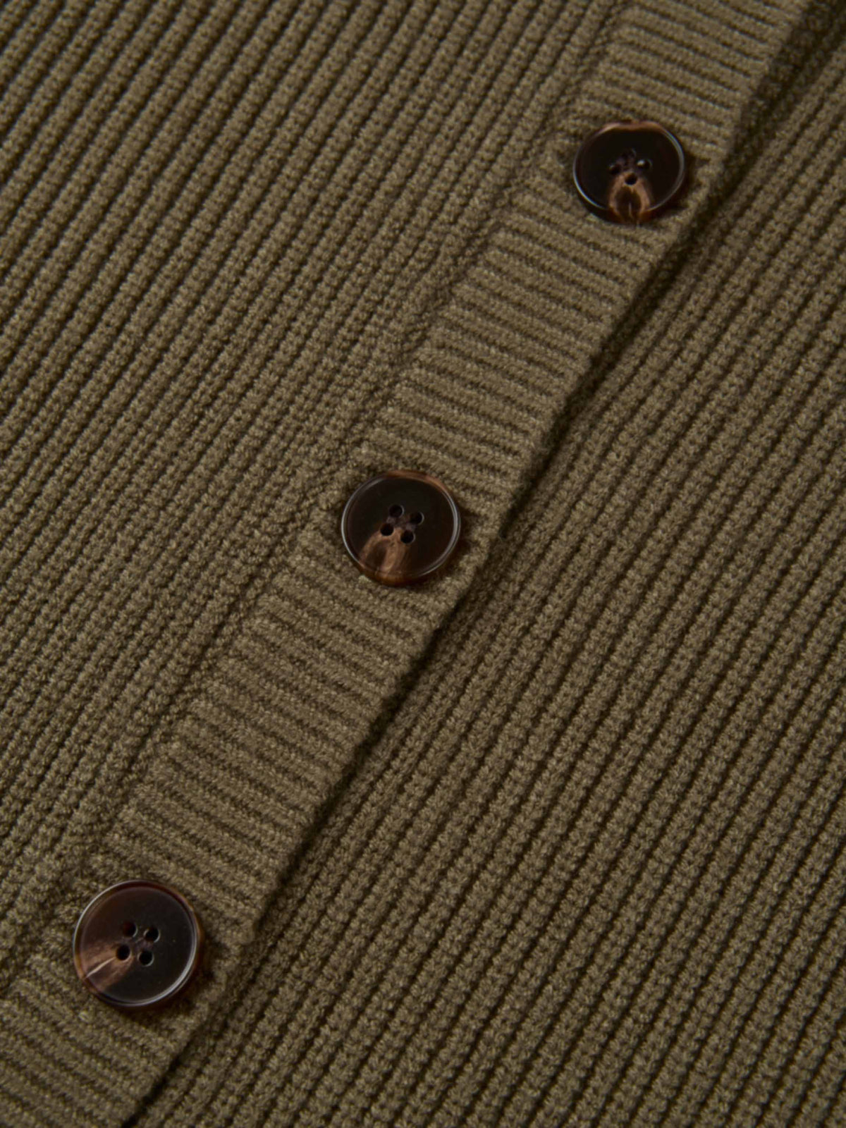 Boxy Crew Neck Button Down Cardigan - Olive