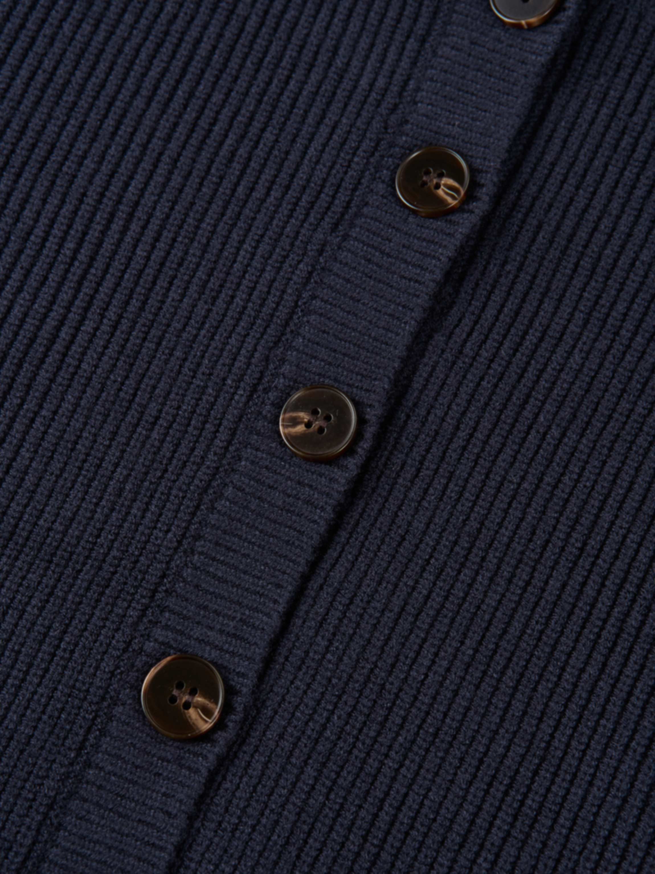 Boxy Crew Neck Button Down Cardigan - Navy