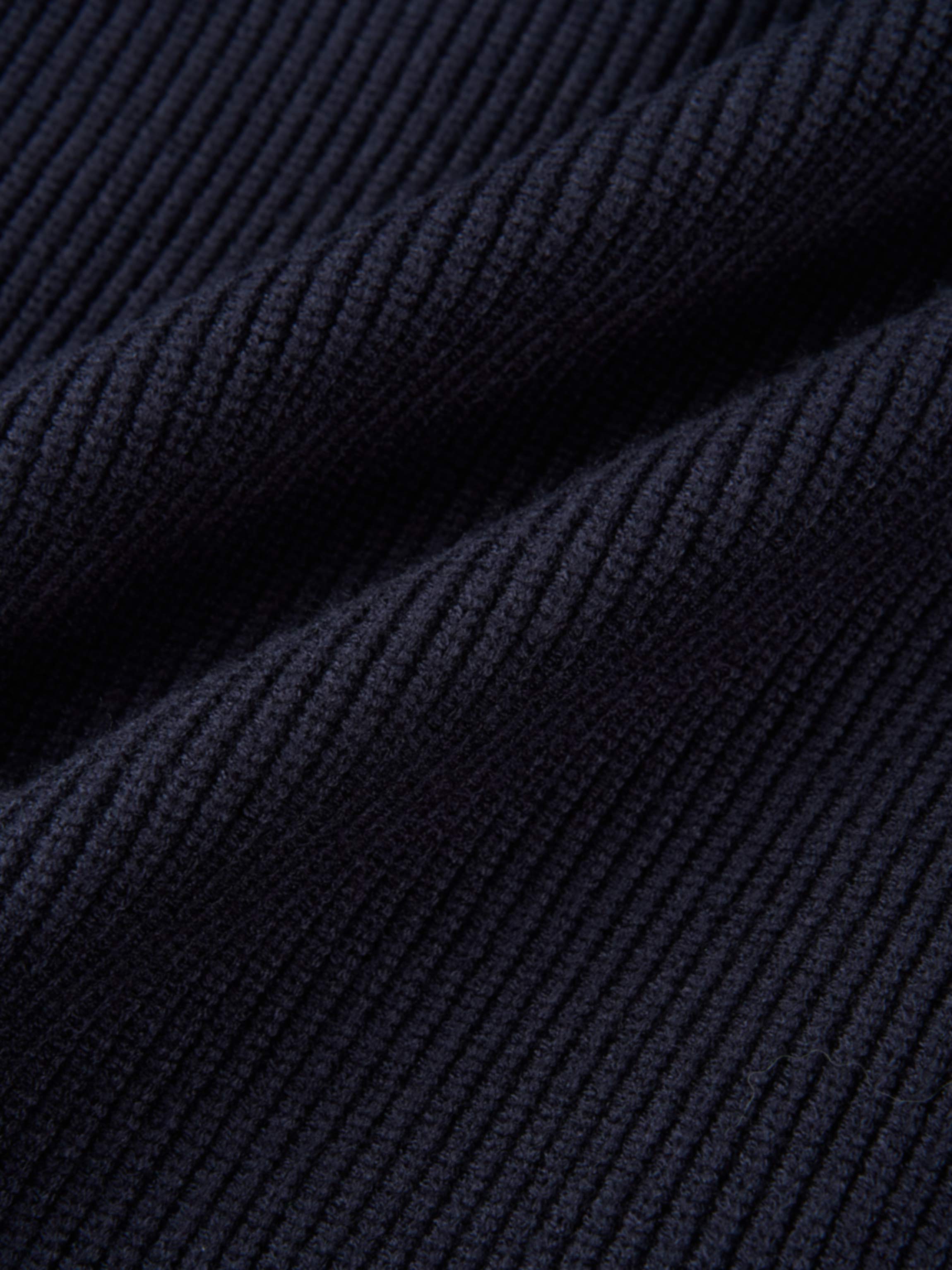 Boxy Crew Neck Button Down Cardigan - Navy