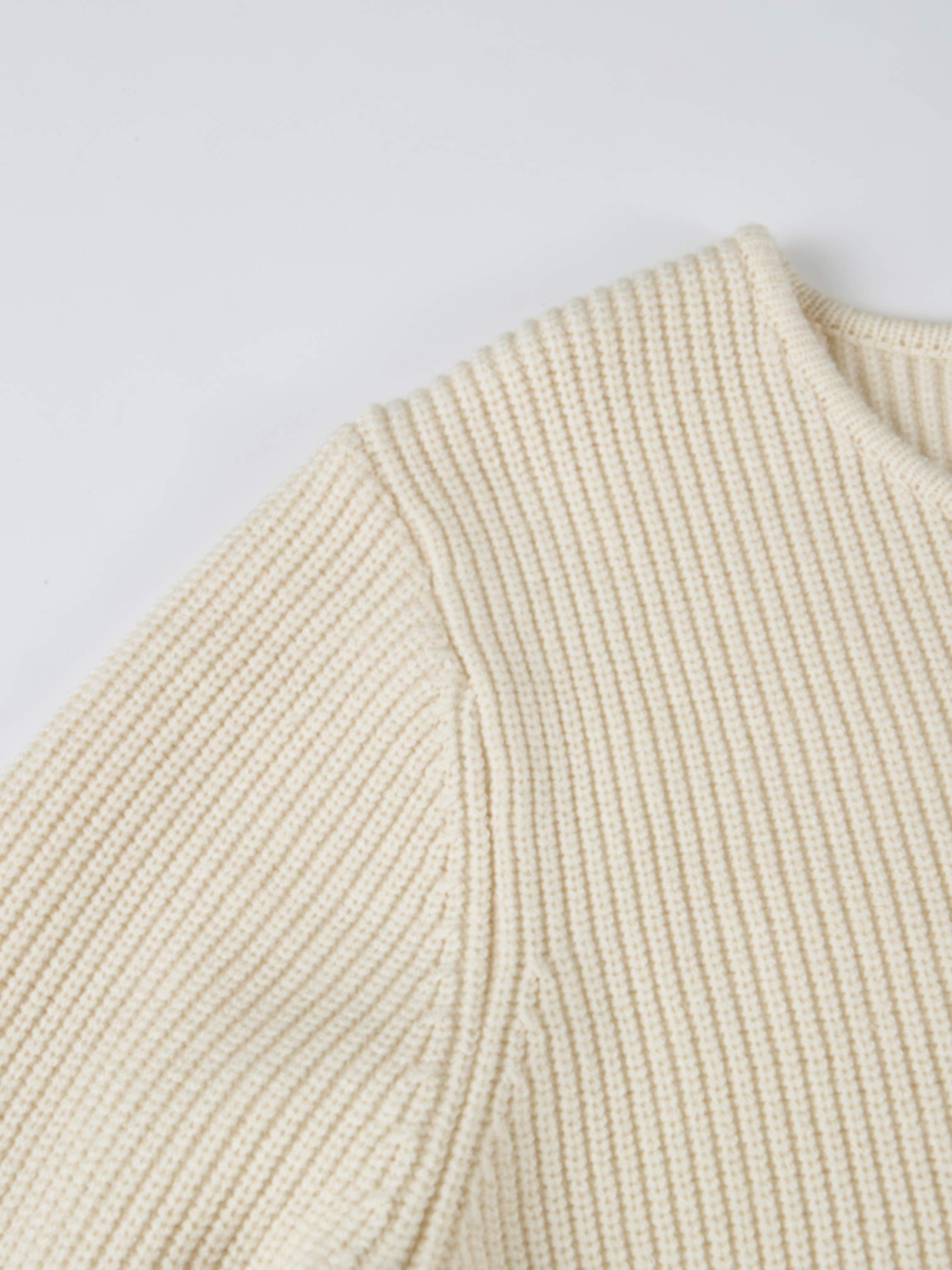 Boxy Crew Neck Button Down Cardigan - Cream