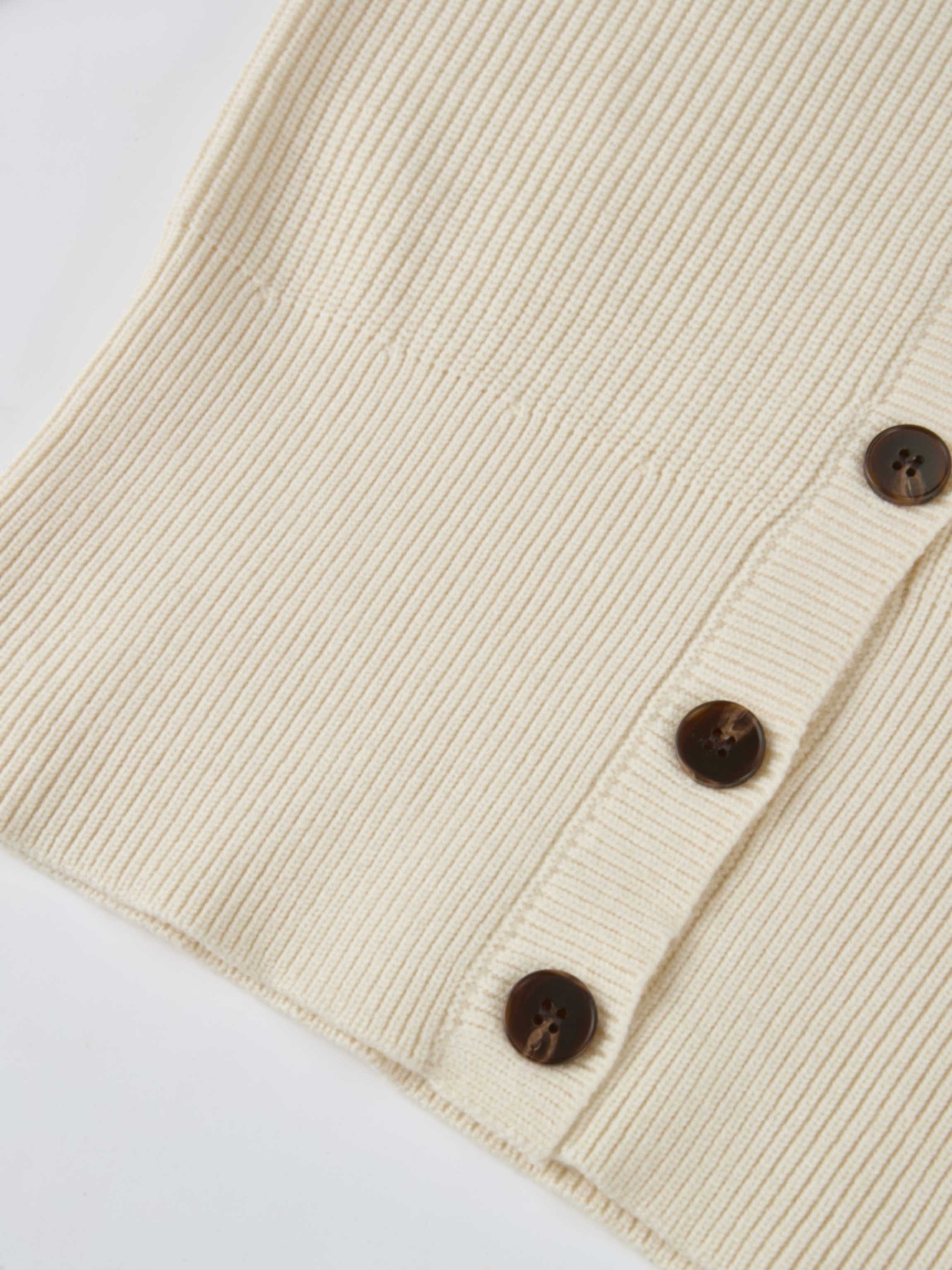 Boxy Crew Neck Button Down Cardigan - Cream