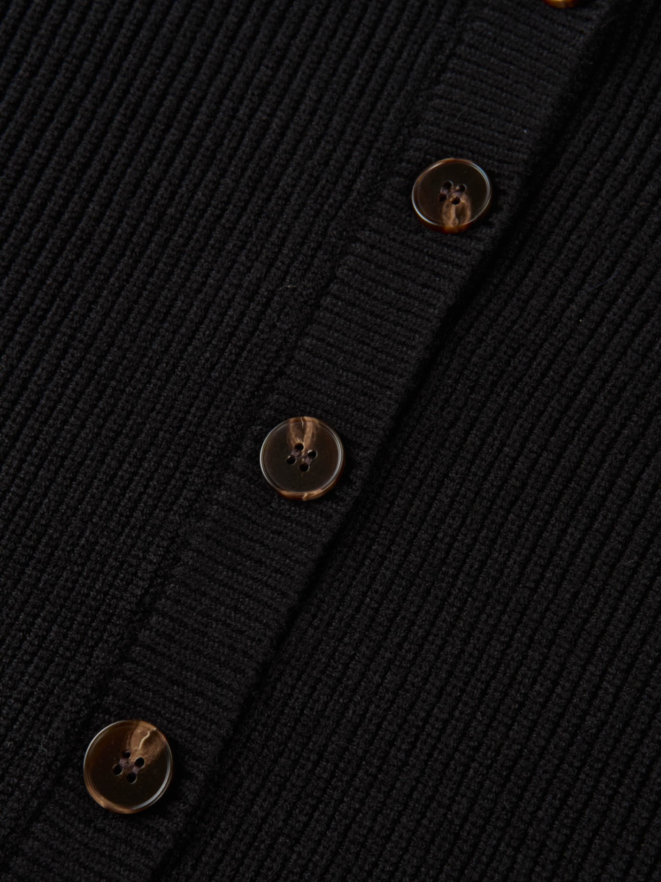 Boxy Crew Neck Button Down Cardigan - Black