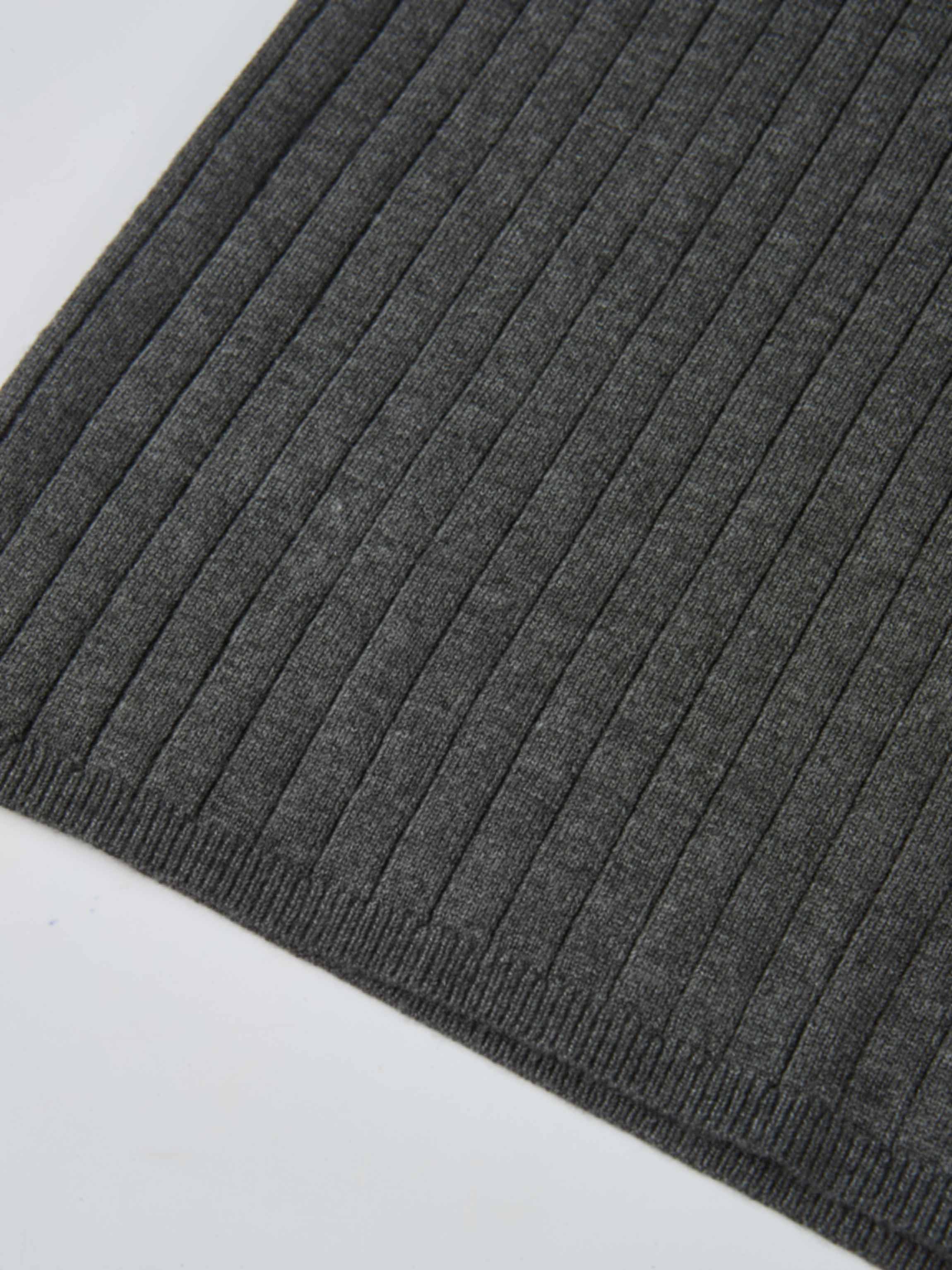 Ribbed Polo Sweater - Grey/Black Stripe