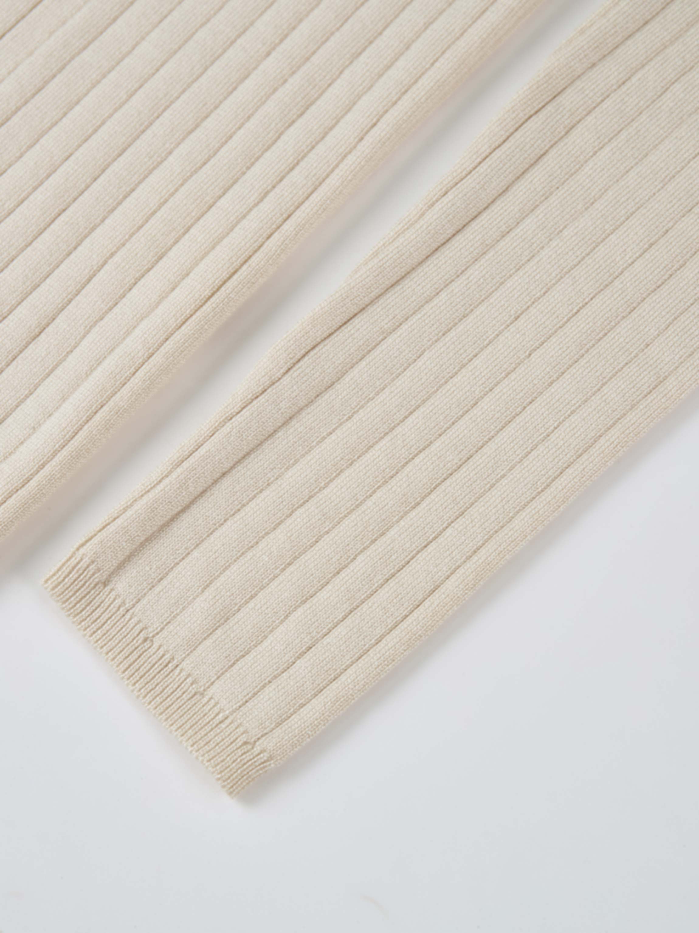 Ribbed Polo Sweater - Cream/Brown Stripe