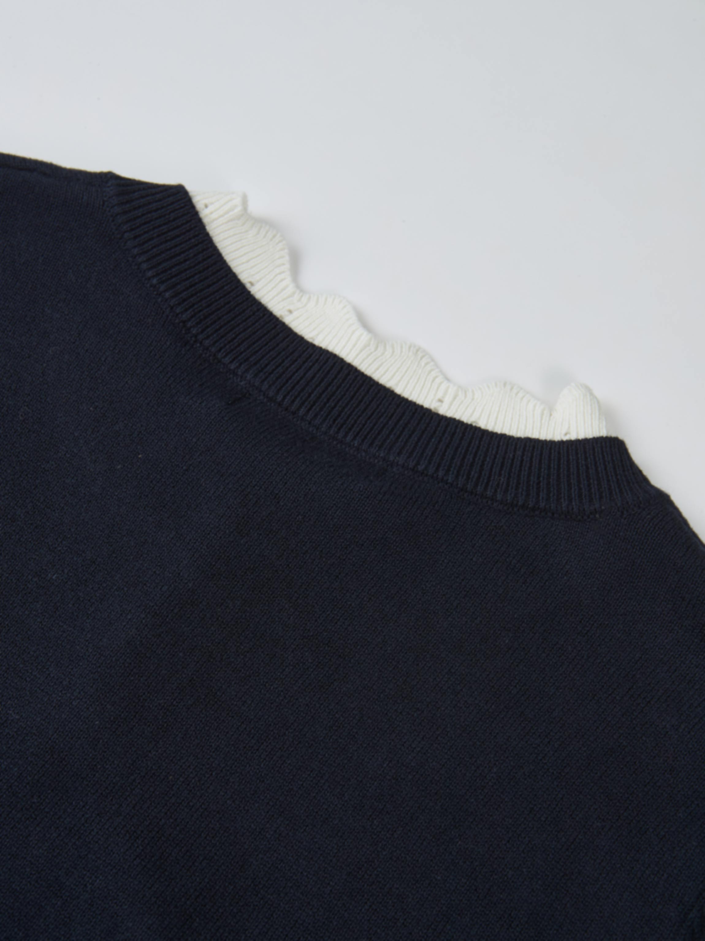 Eyelet Knit Trim Cardigan - Navy