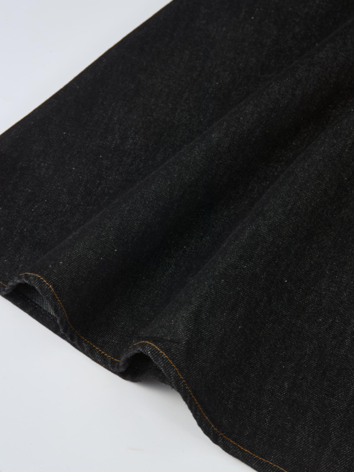 Curved Yoke Aline Denim Skirt - Black