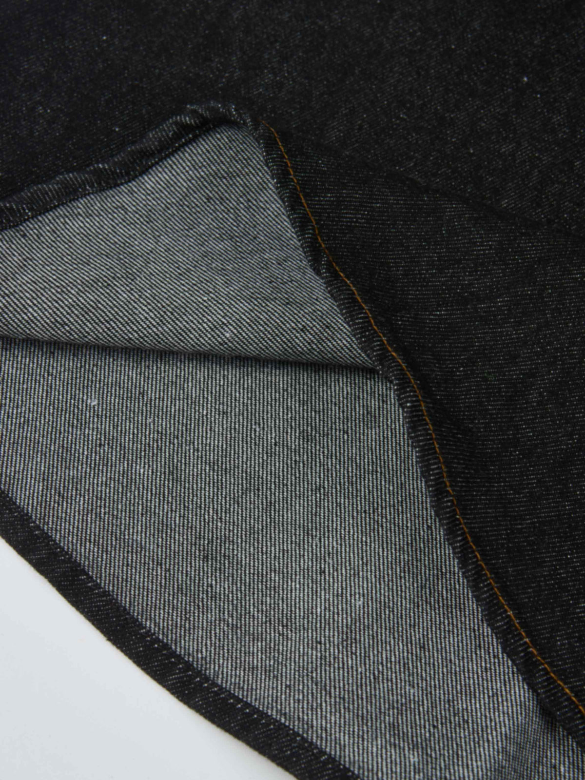 Curved Yoke Aline Denim Skirt - Black