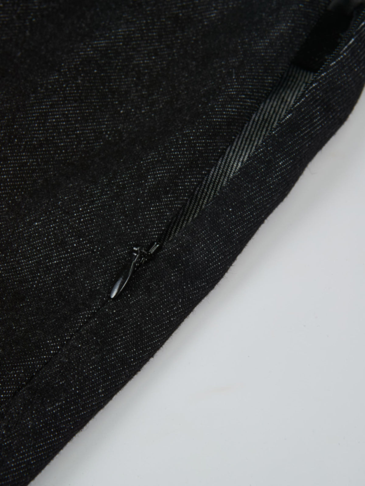 Curved Yoke Aline Denim Skirt - Black