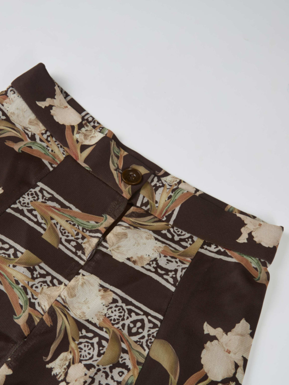Mesh Trumpet Skirt - Brown Floral