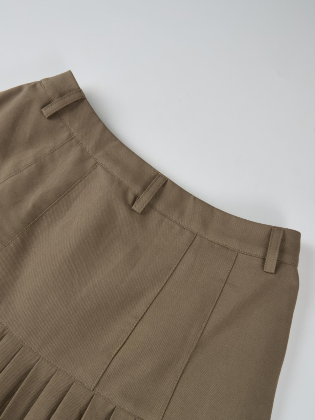 Stitched Pocket Yoke Pleat Skirt - Light Mocha