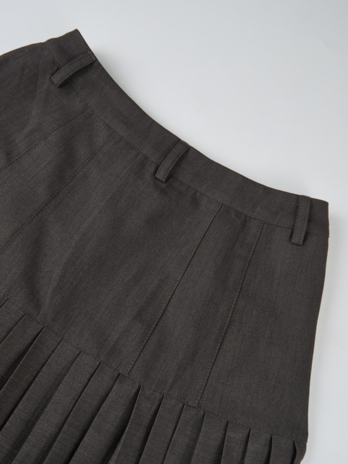 Stitched Pocket Yoke Pleat Skirt - Heathered Grey