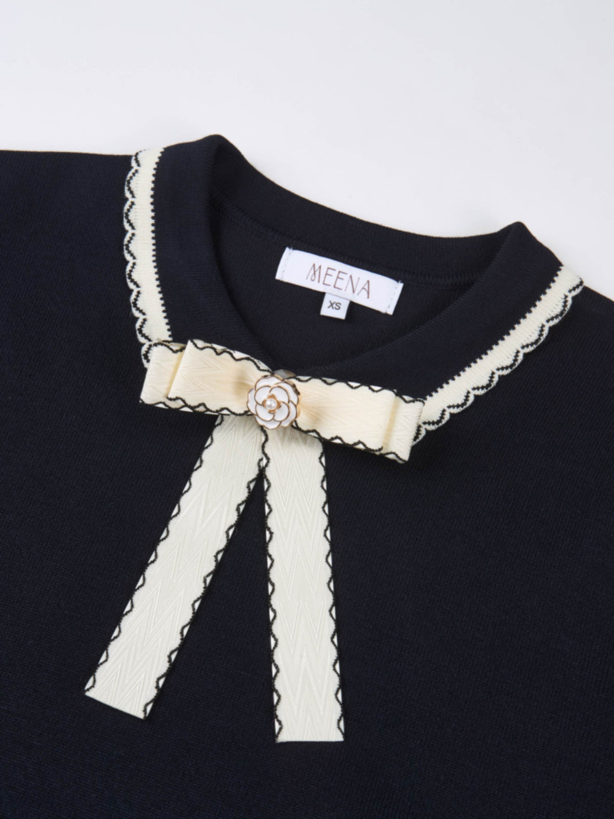 Ribbon Bow Sweater - Navy