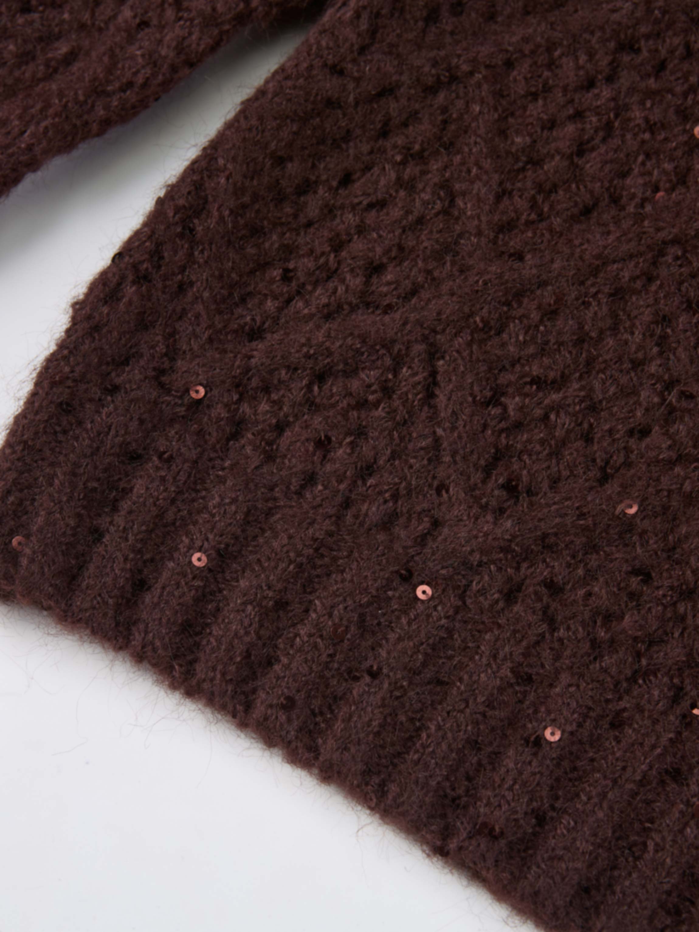 Crochet Sparkle Sweater - Brown