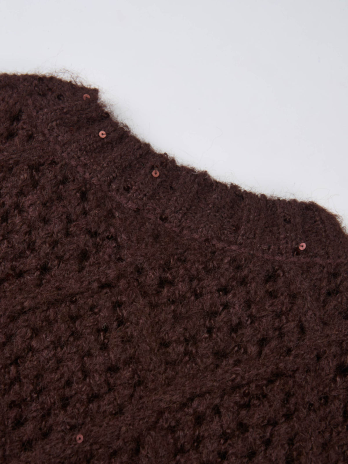 Crochet Sparkle Sweater - Brown