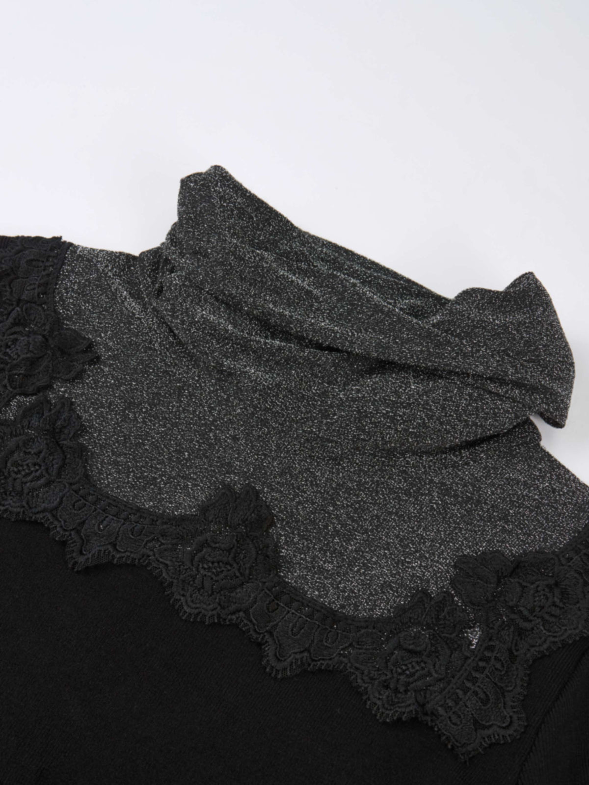 Lurex and Lace Sweater - Black/Silver