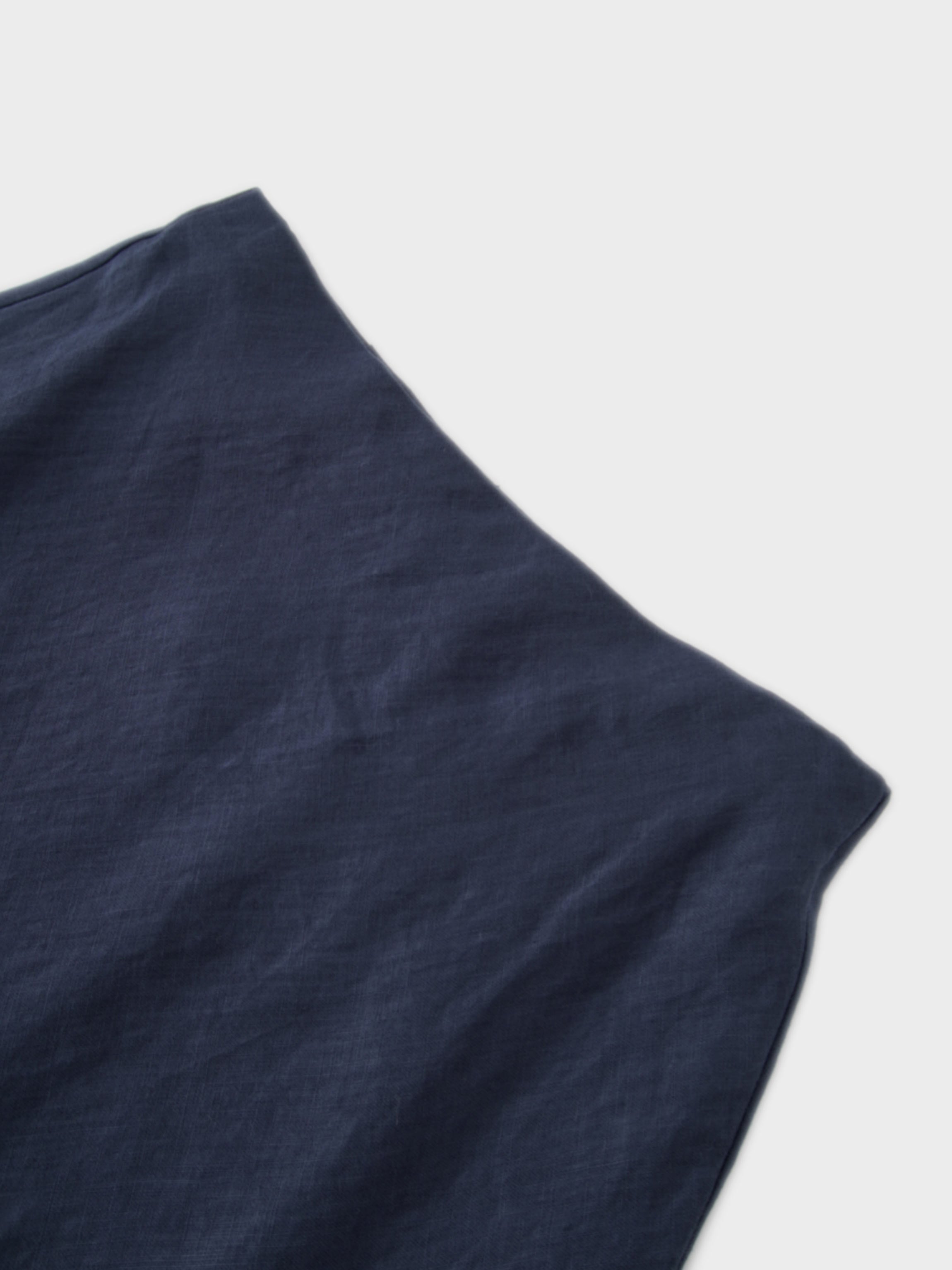 Linen Slip Skirt-Navy