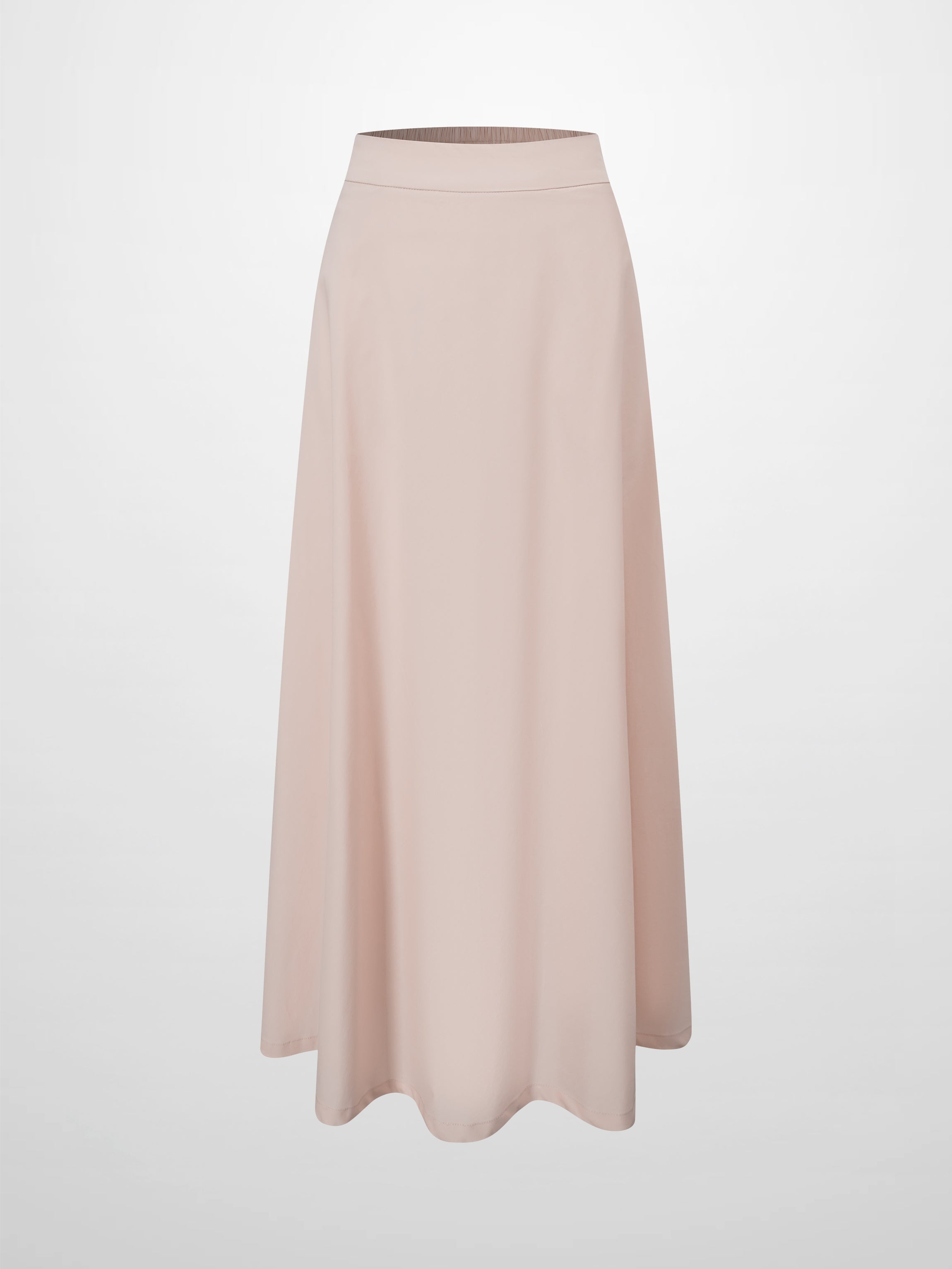 Elastic Back Maxi Cotton Blend Skirt-Bone