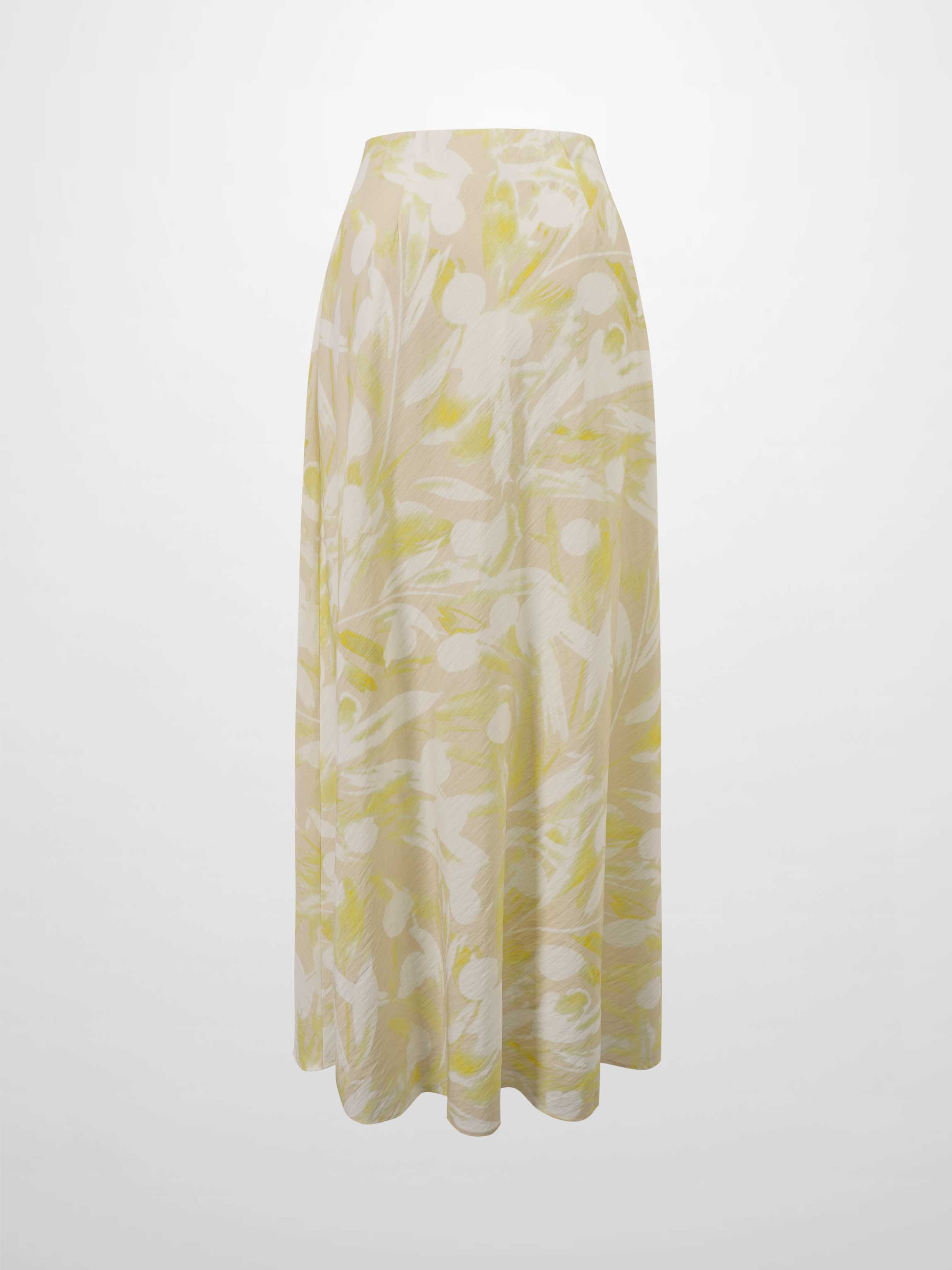 Printed Crinkle Slip Skirt-Yellow Floral