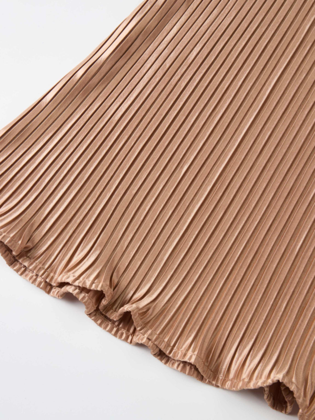 Accordian Pleat Maxi Shift Dress - Champagne