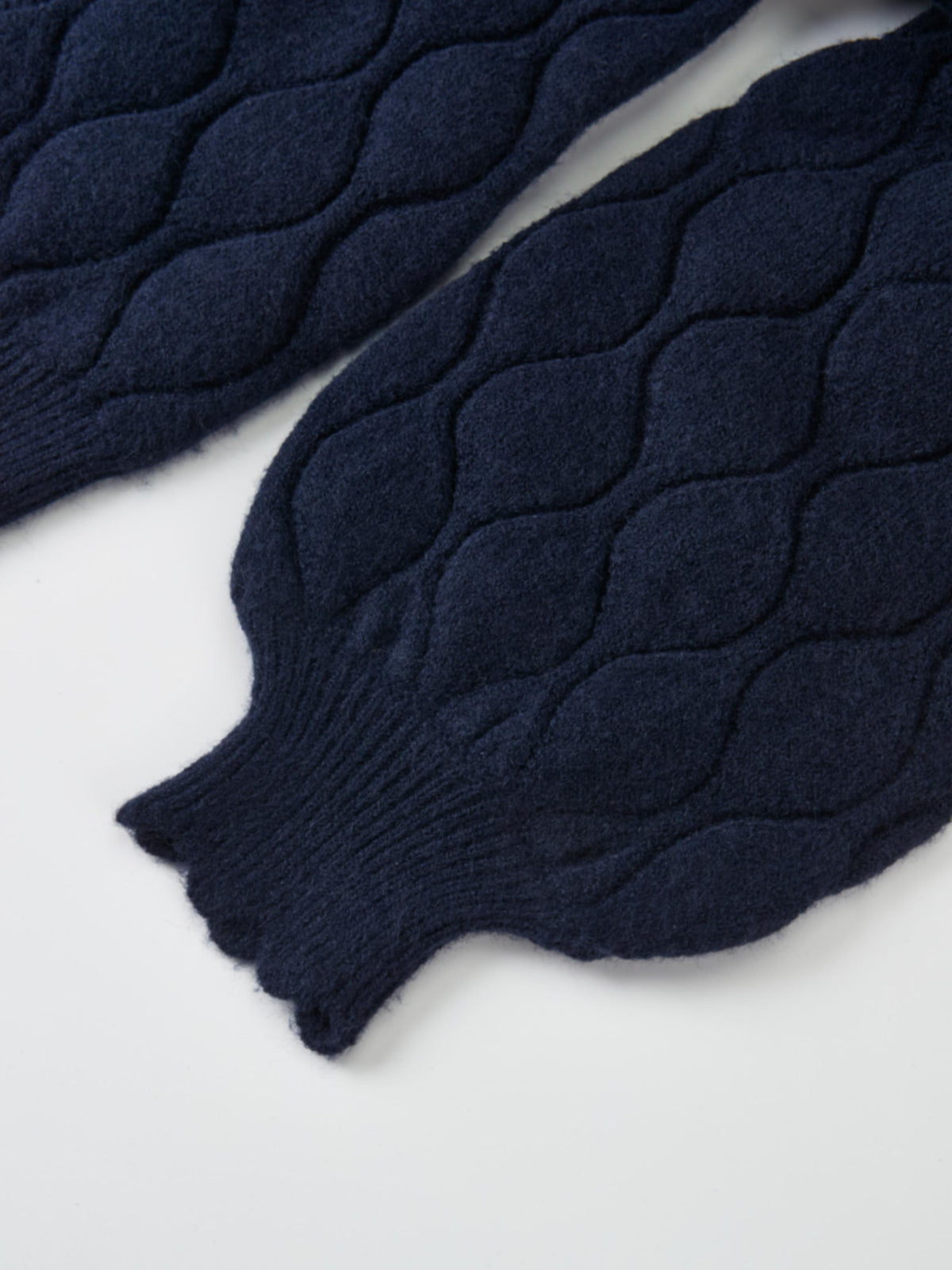 Scalloped Edge Hourglass Sweater - Navy