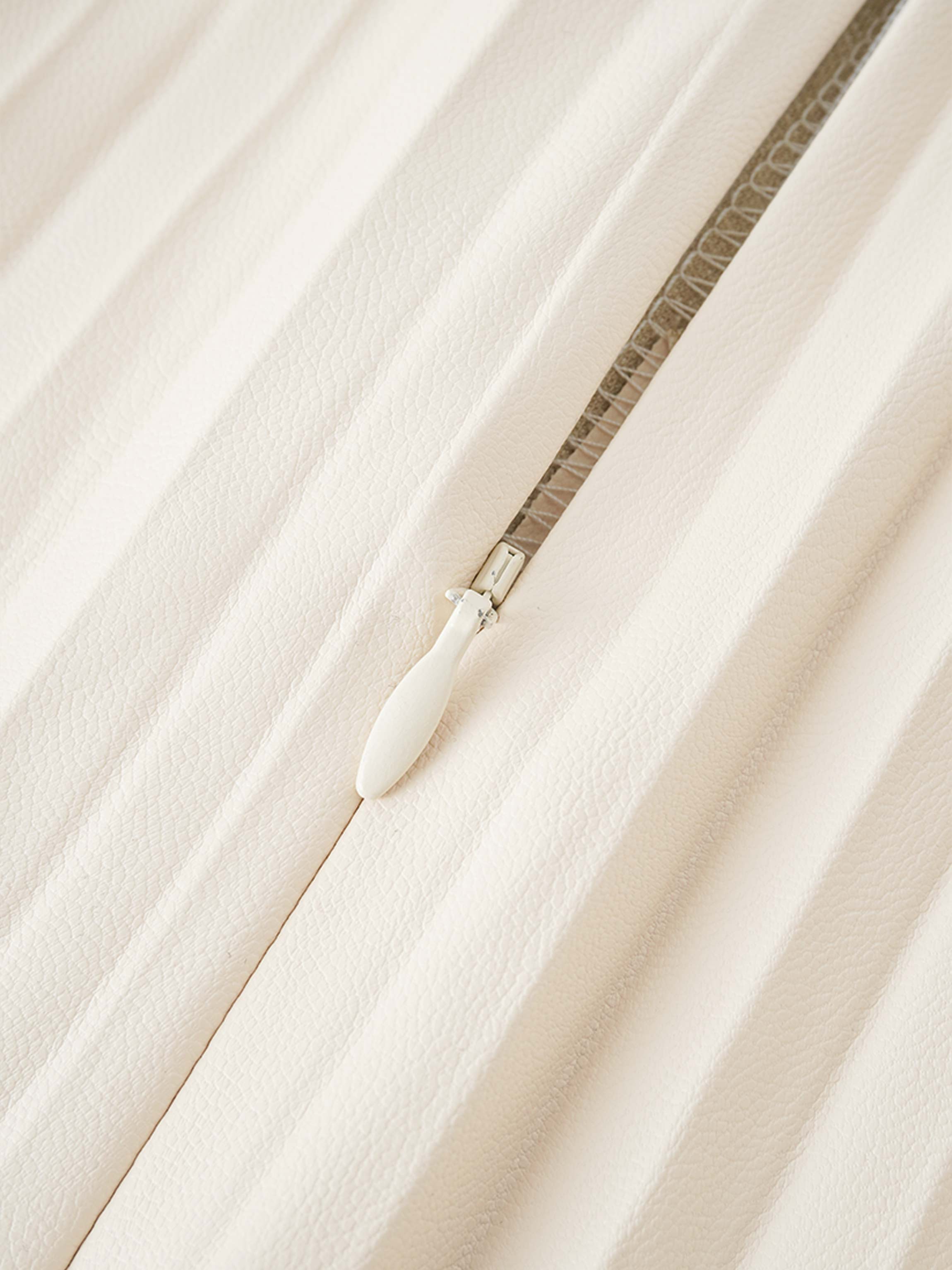 Accordion Pleated Faux Leather Skirt-Ivory