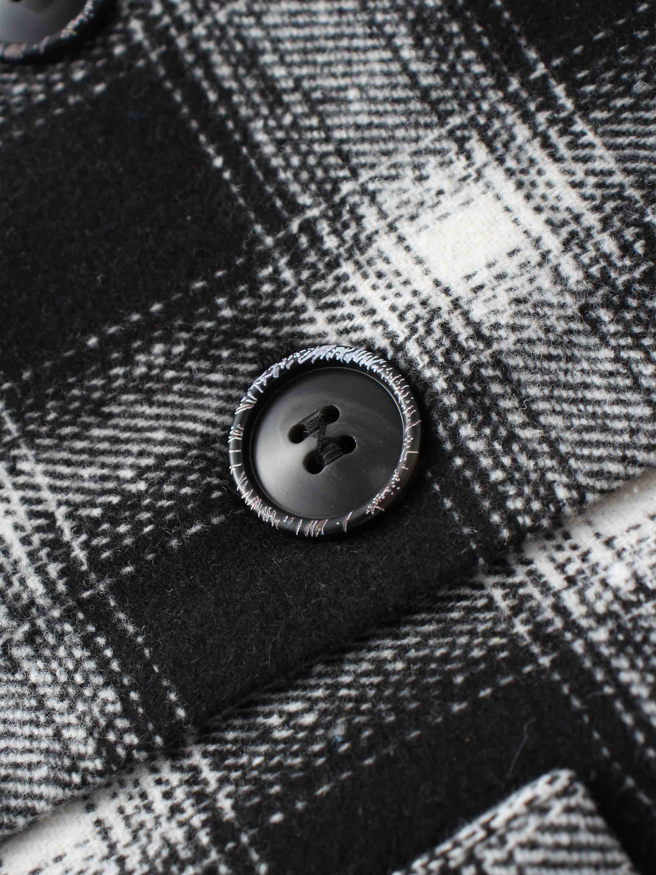 Double Breasted Belted Blazer-Black/White Plaid