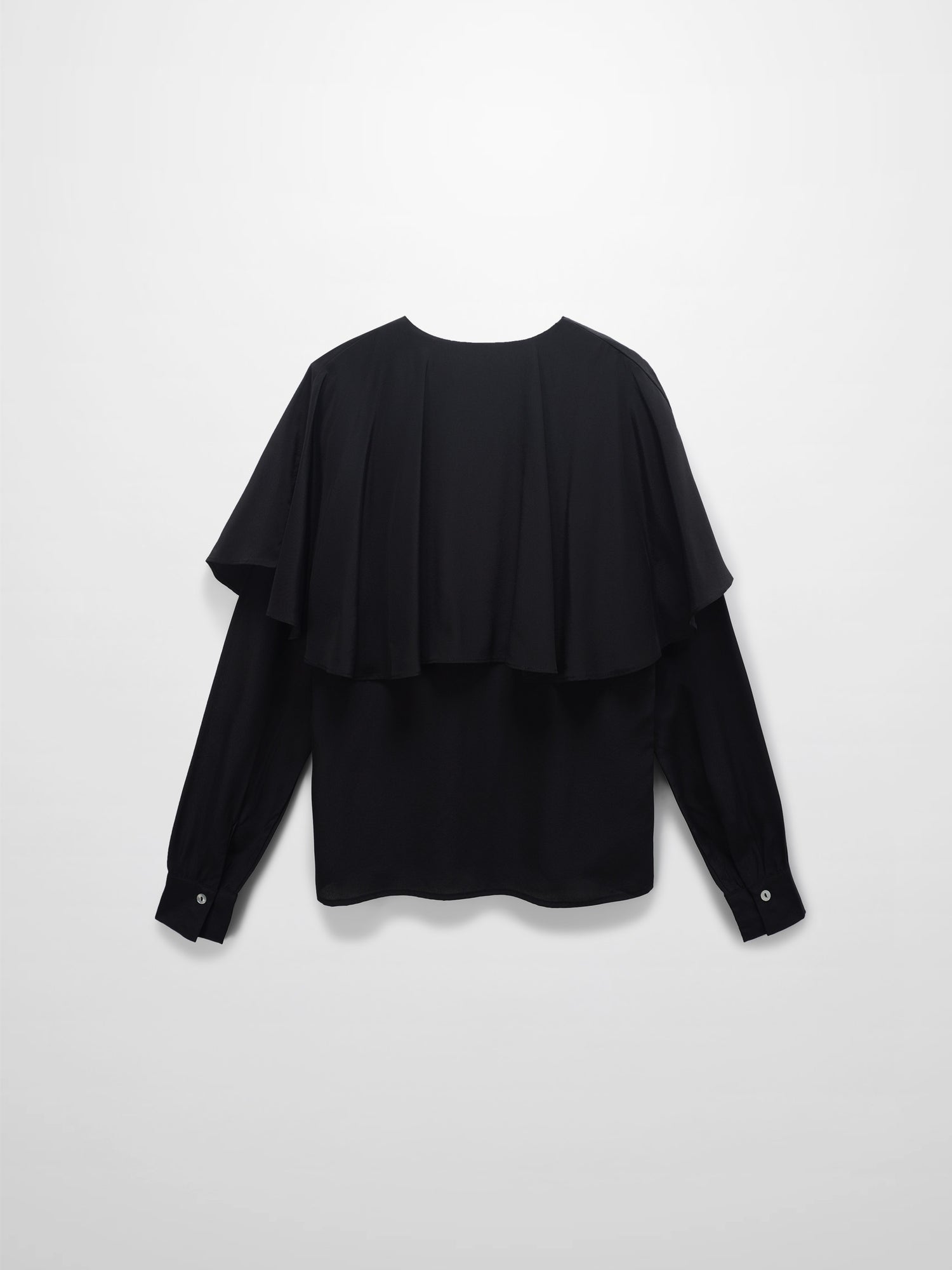Silk Cape Blouse-Black