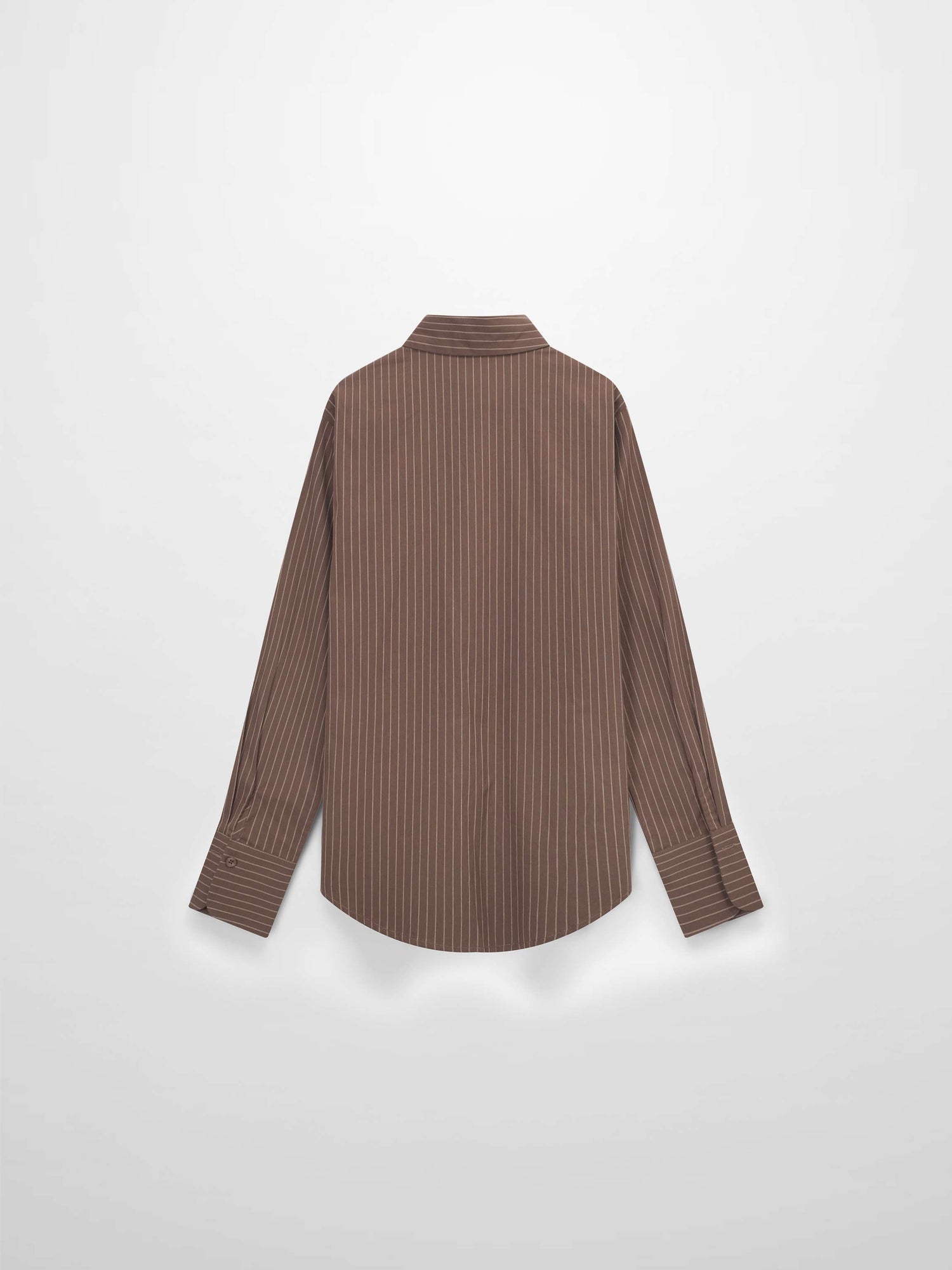 Striped Cotton Blouse-Brown Thin Stripe
