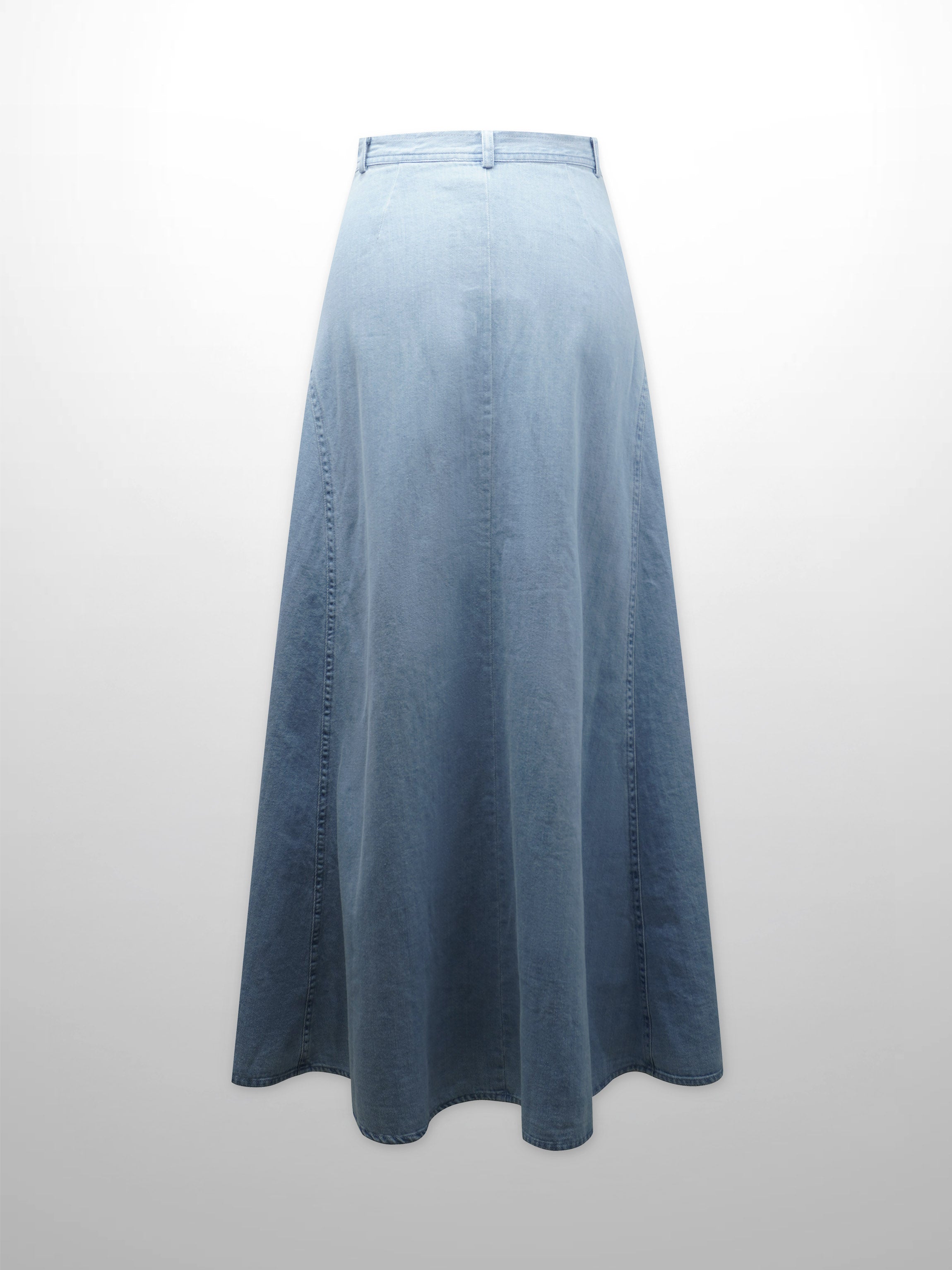 Denim Yoke Circle Skirt-Light Blue